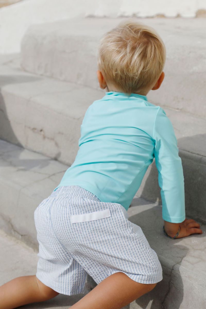 Biarritz Swim Shorts | Ash Seersucker