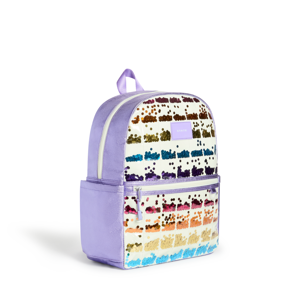 Kane Double Pocket Backpack | Lilac Quilted Sequins