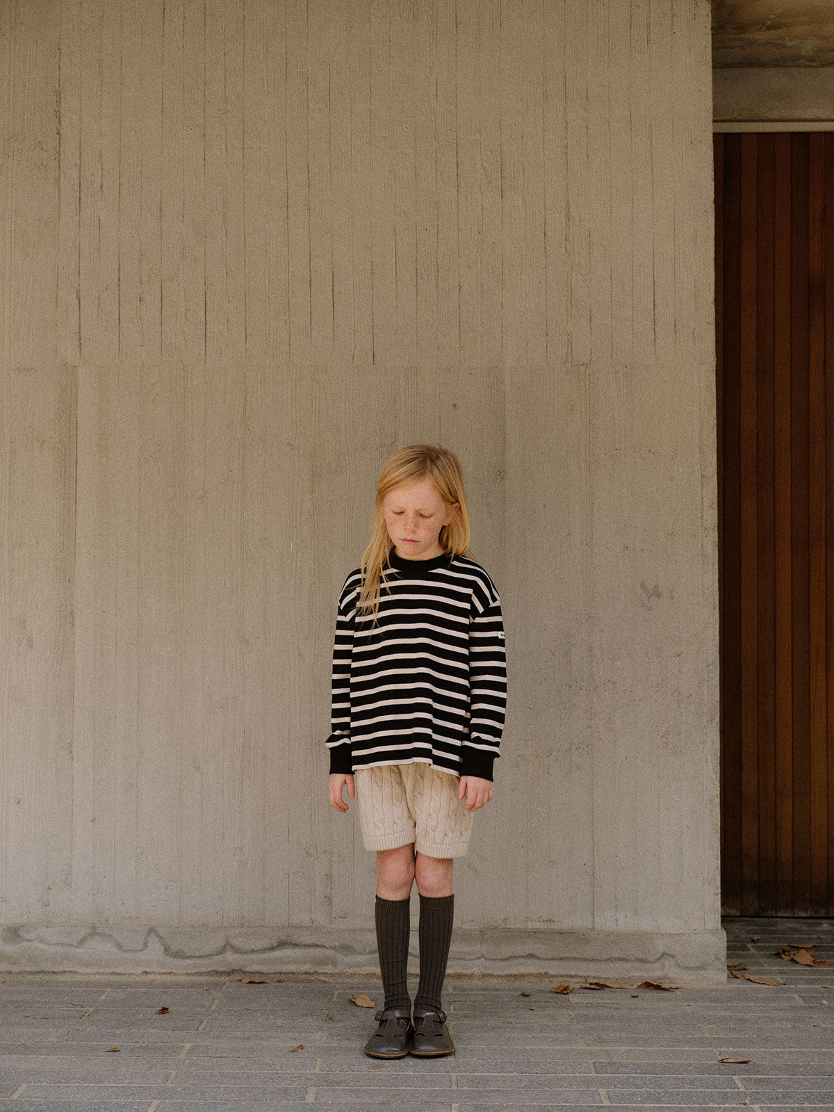Waffle Stripe T-shirt | Navy