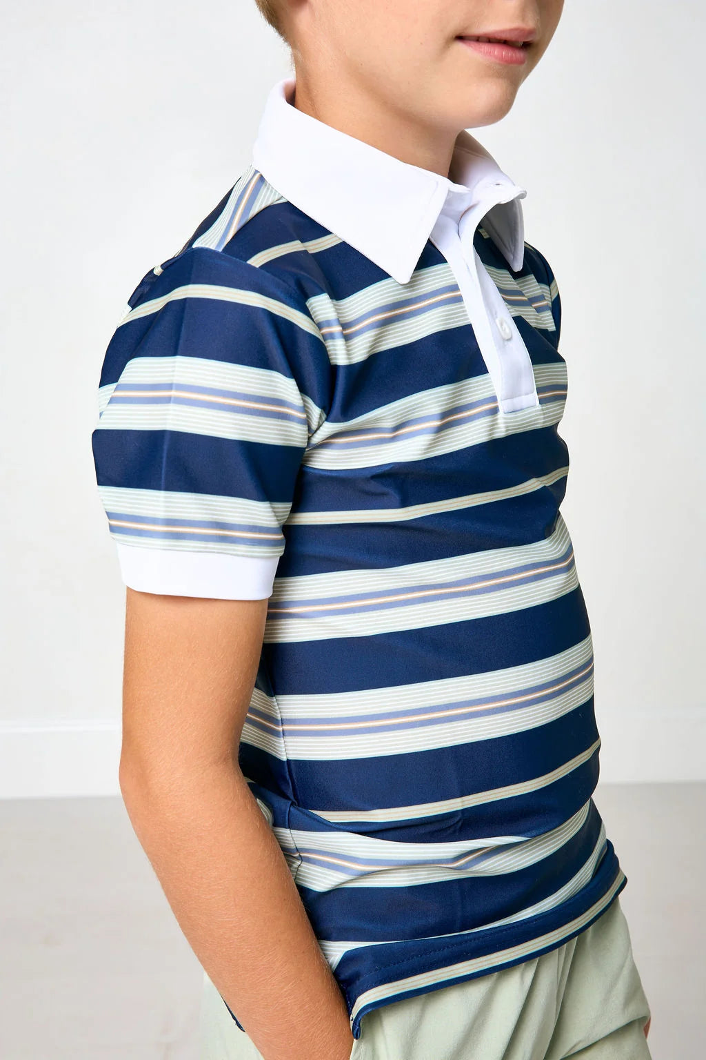 Retro Stripe Polo T-shirt | Navy