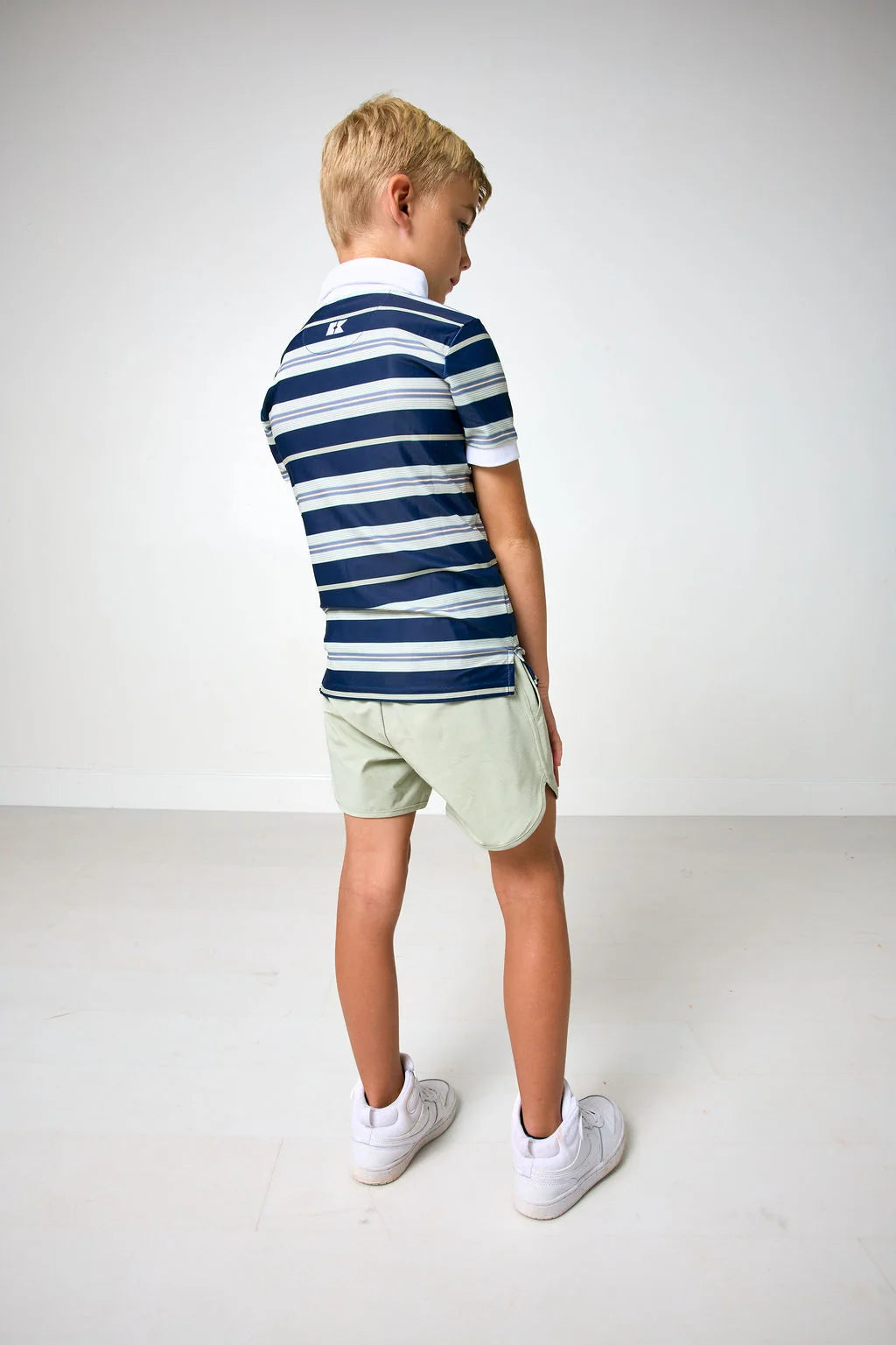Retro Stripe Polo T-shirt | Navy