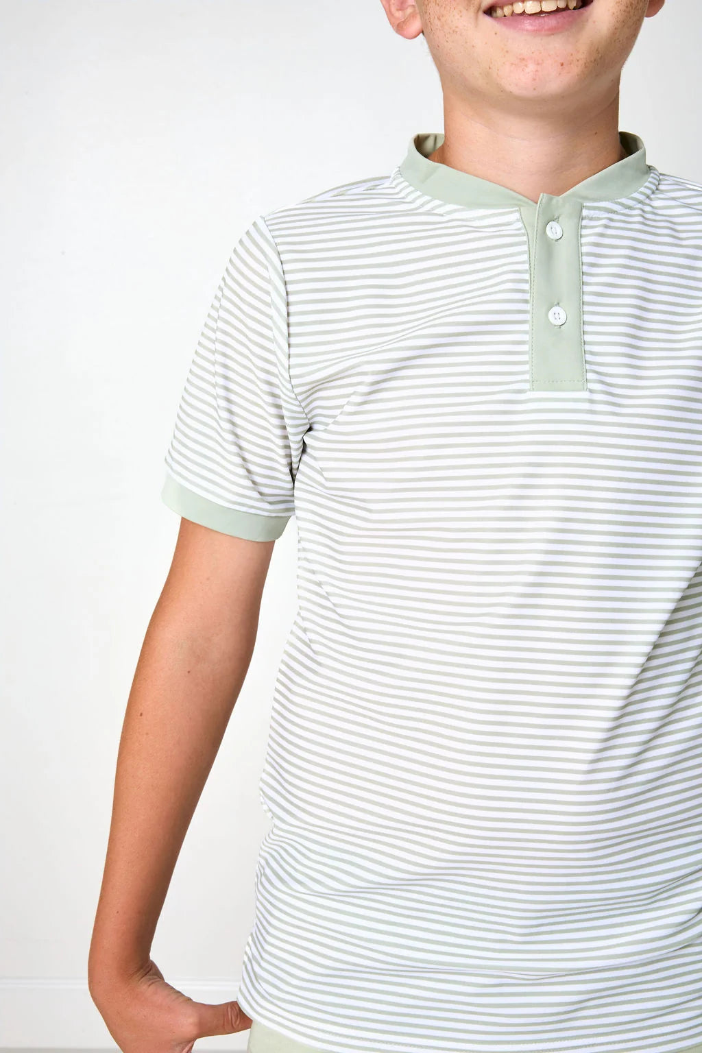 Thin Stripe Blade T-Shirt | Sage / White
