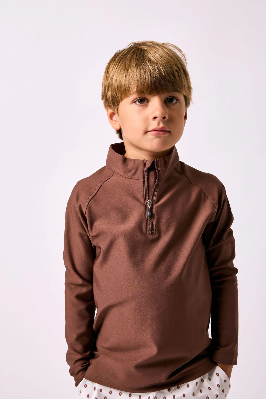 Retro Half-zip Top | Brown