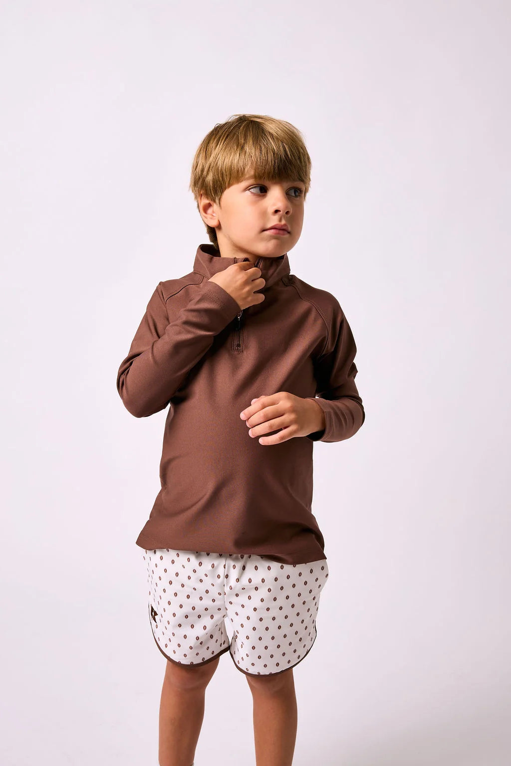 Retro Half-zip Top | Brown