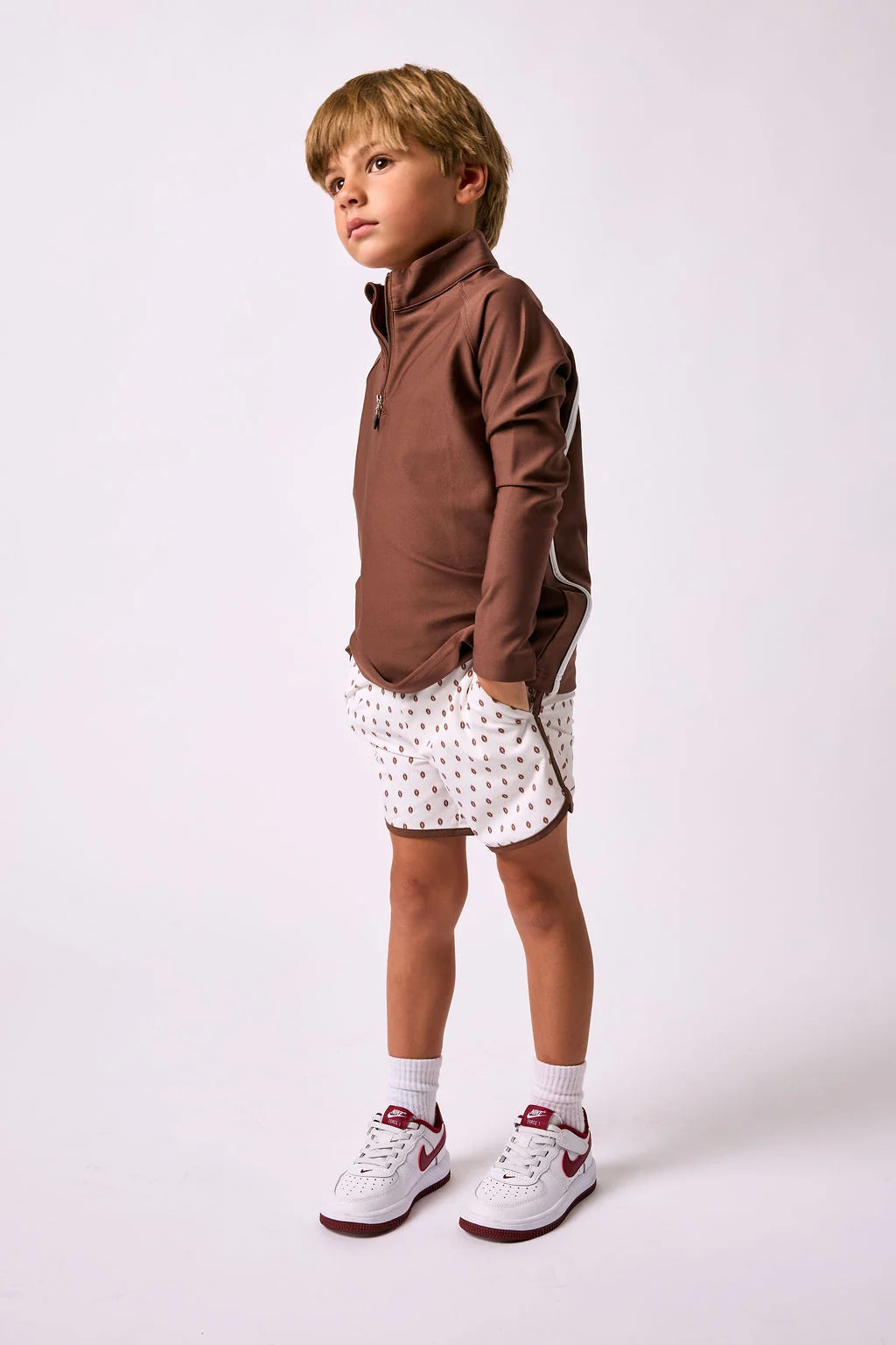 Retro Half-zip Top | Brown