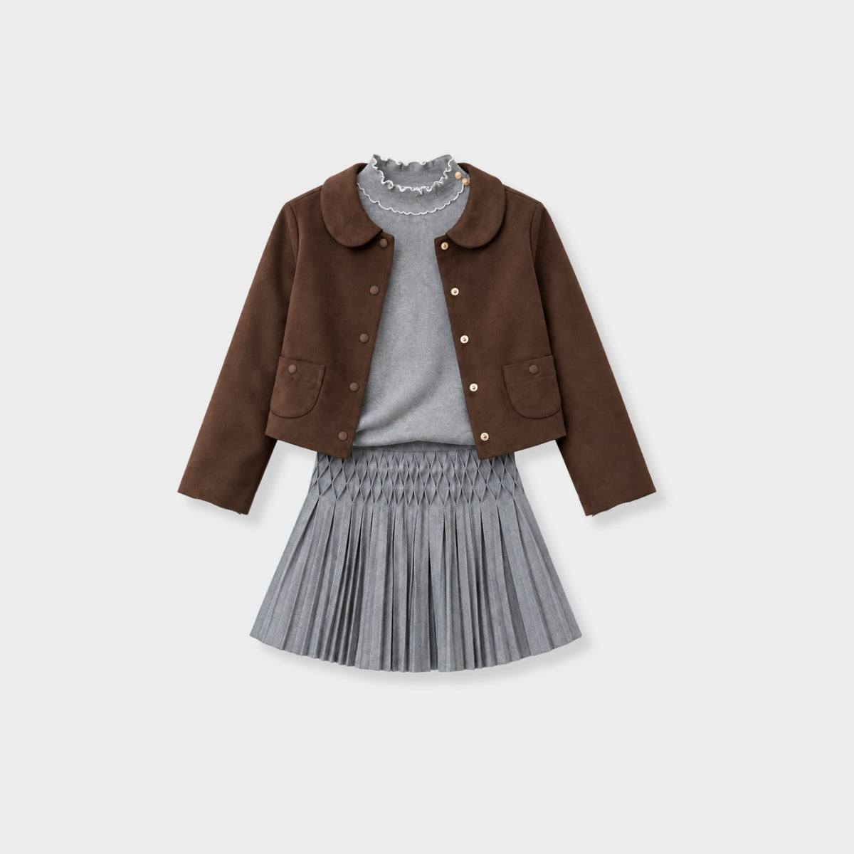 Flat Pleats Skirt | Grey