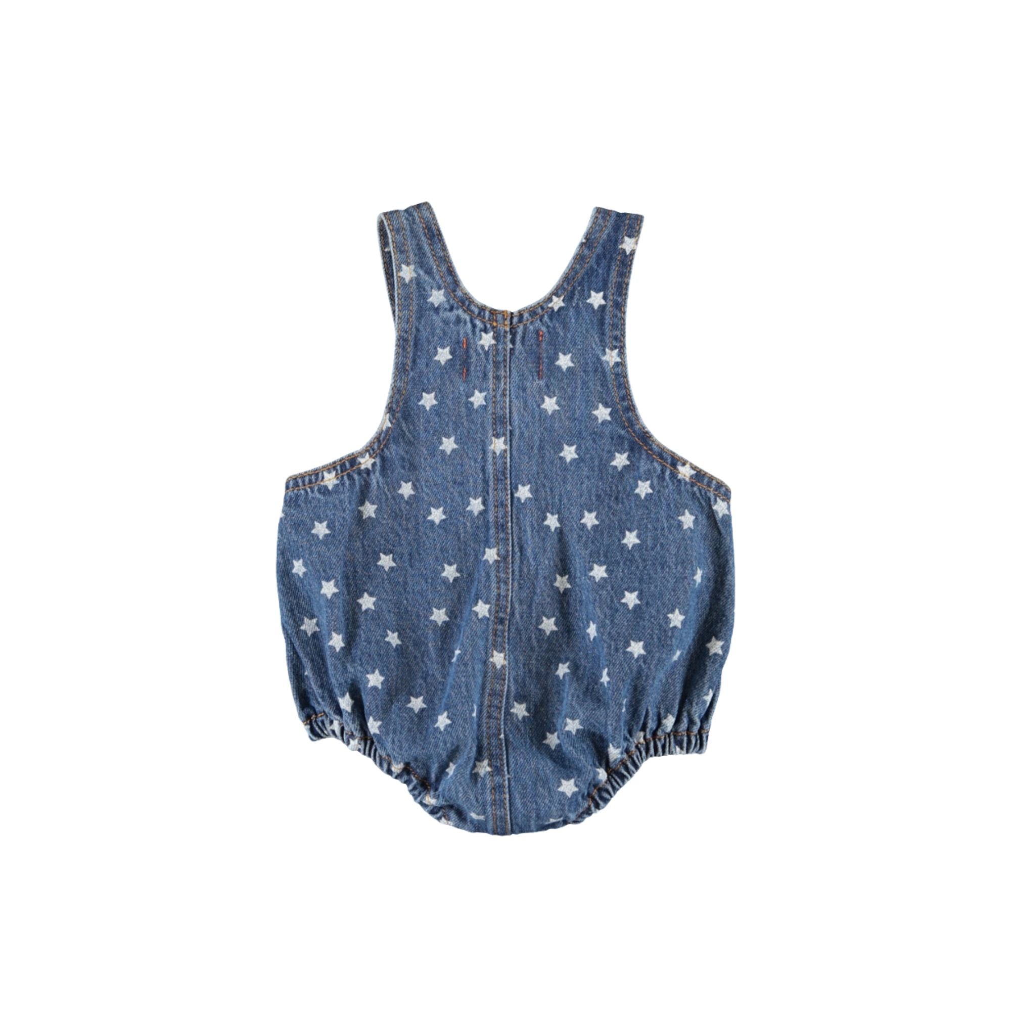 Romper | Washed Navy Denim with Stars