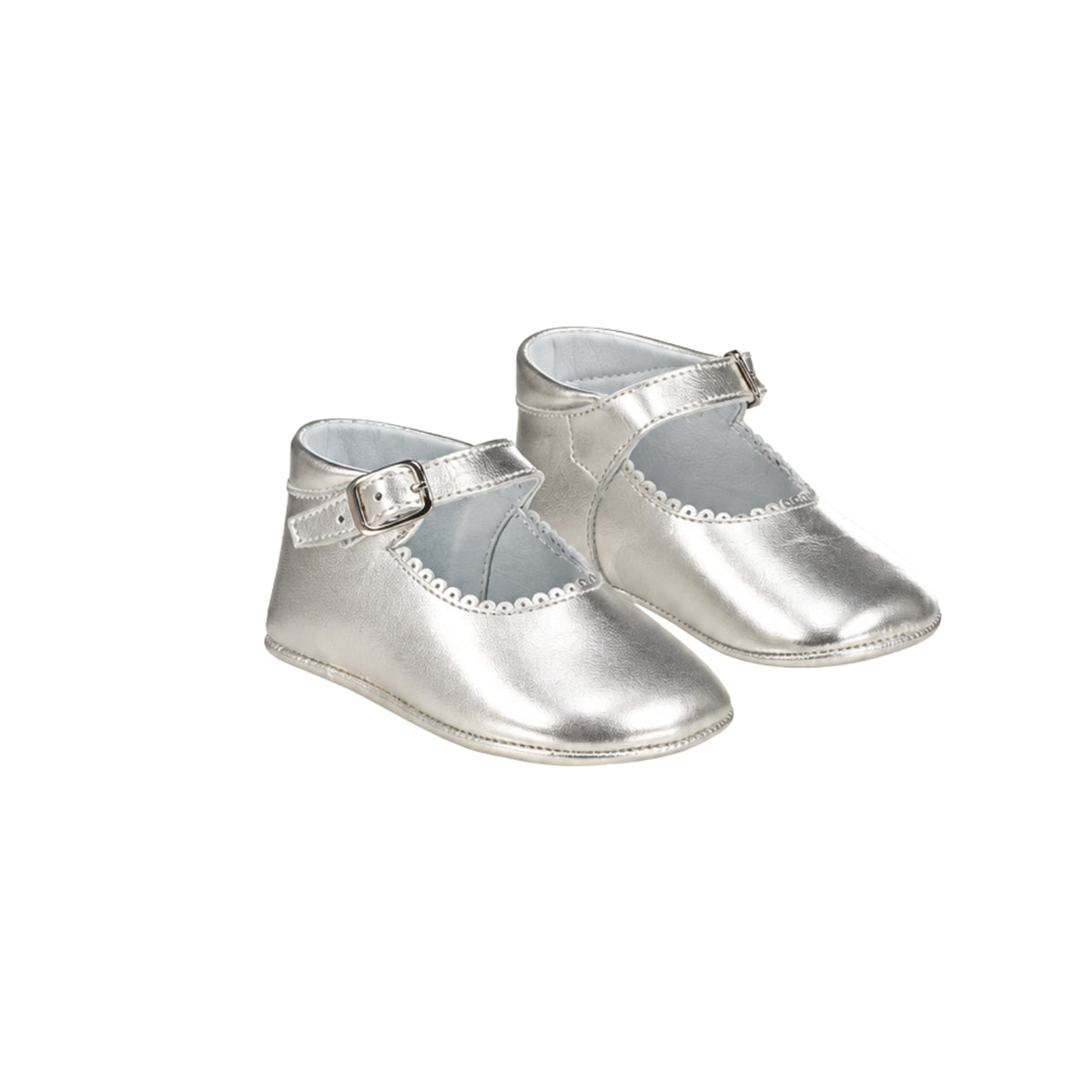Leather Baby Mary Jane Shoes | Silver