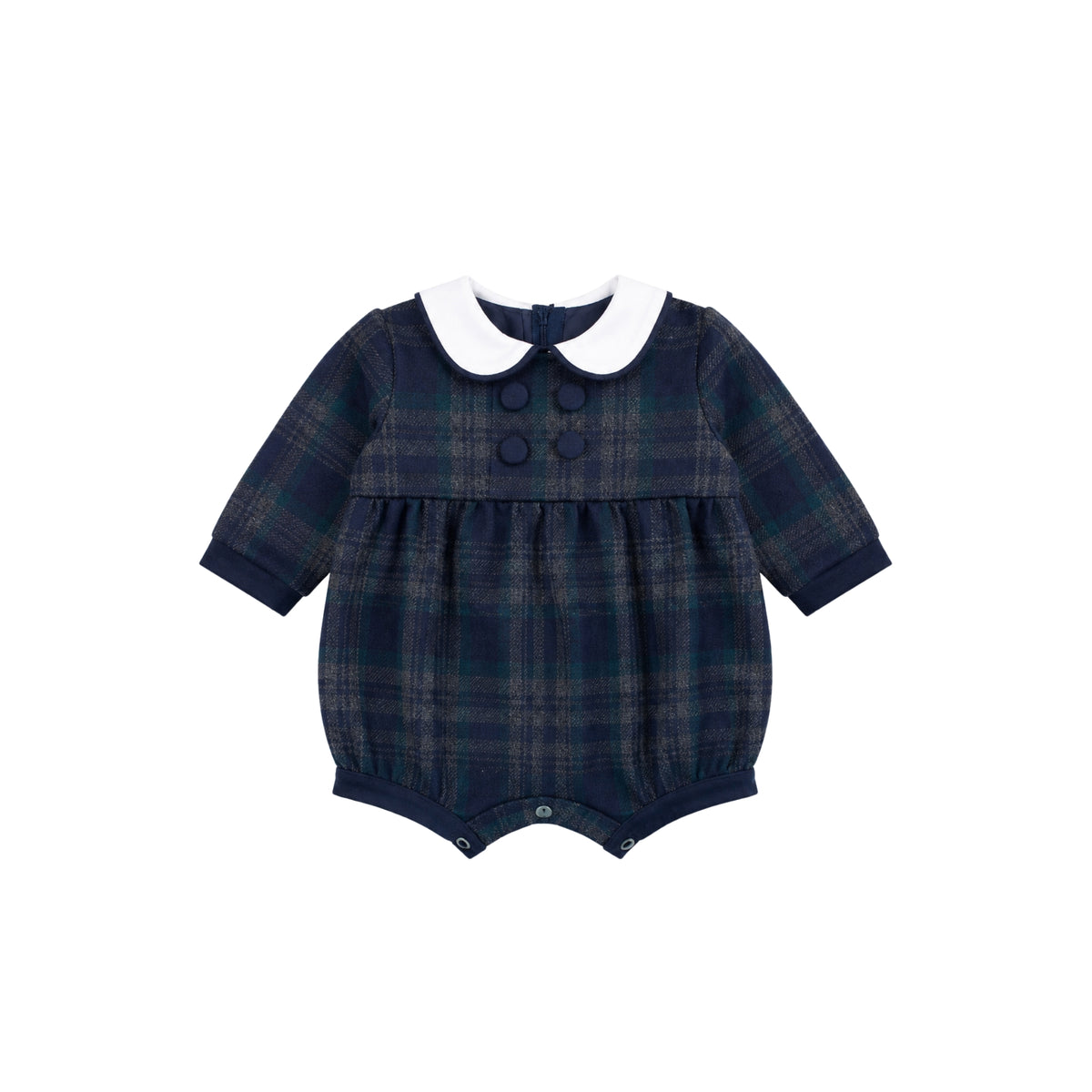 Perseo Plaid Fannel Romper | Blue Green