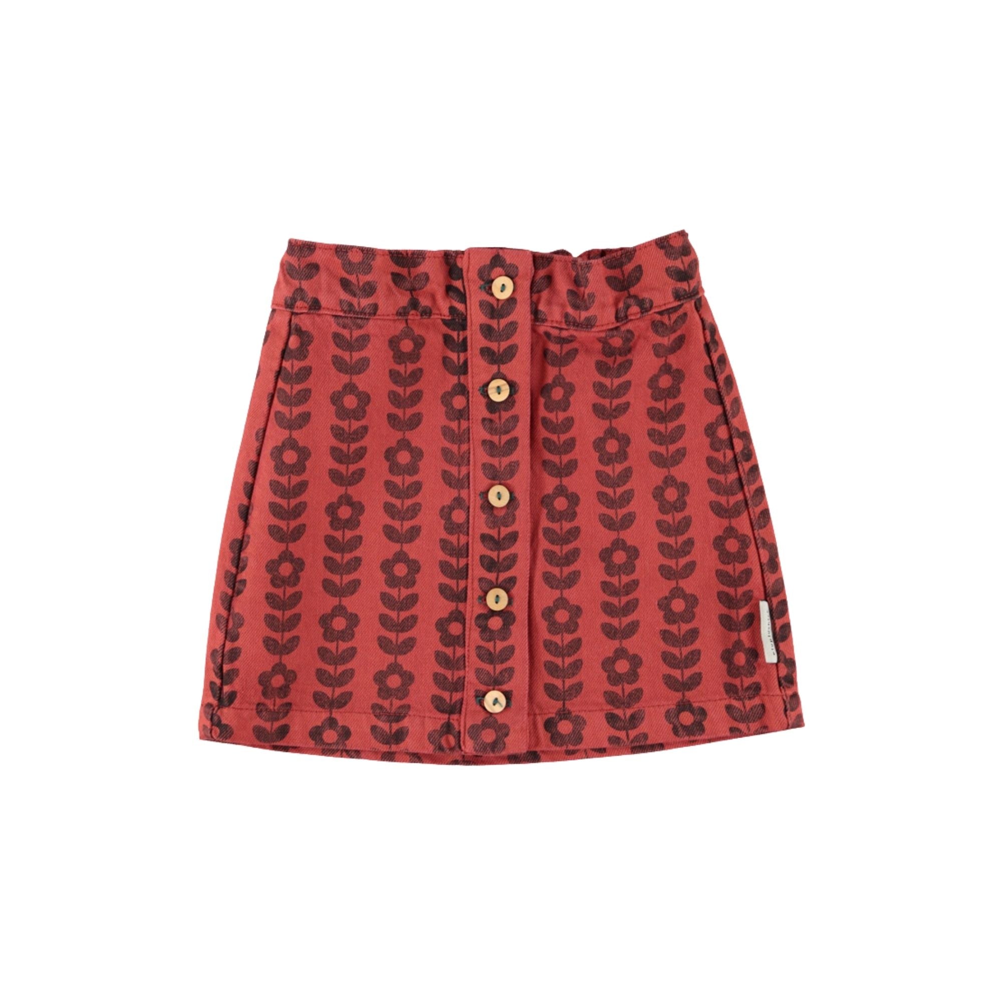 Short Skirt | Bordeaux with Flowers