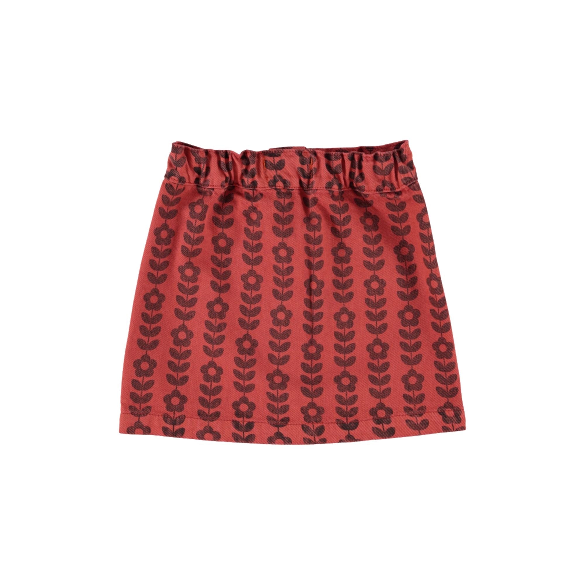 Short Skirt | Bordeaux with Flowers