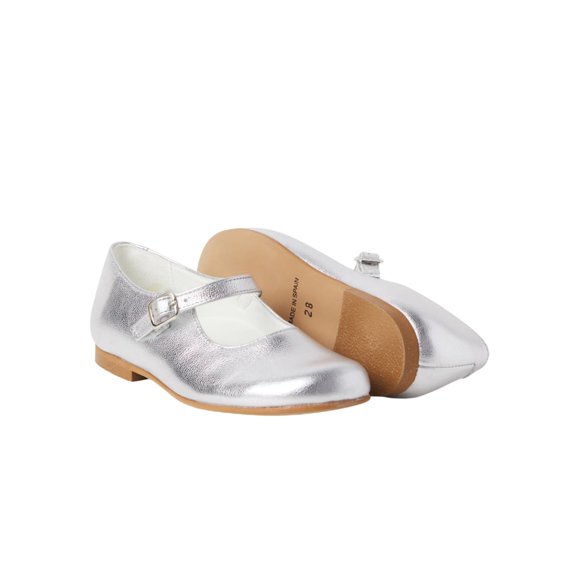 Leather Mary Jane Shoes | Silver