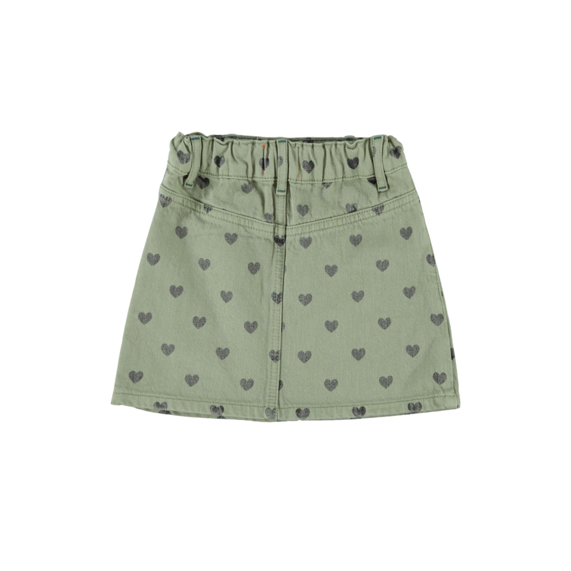 Short Skirt | Olive Green with Hearts
