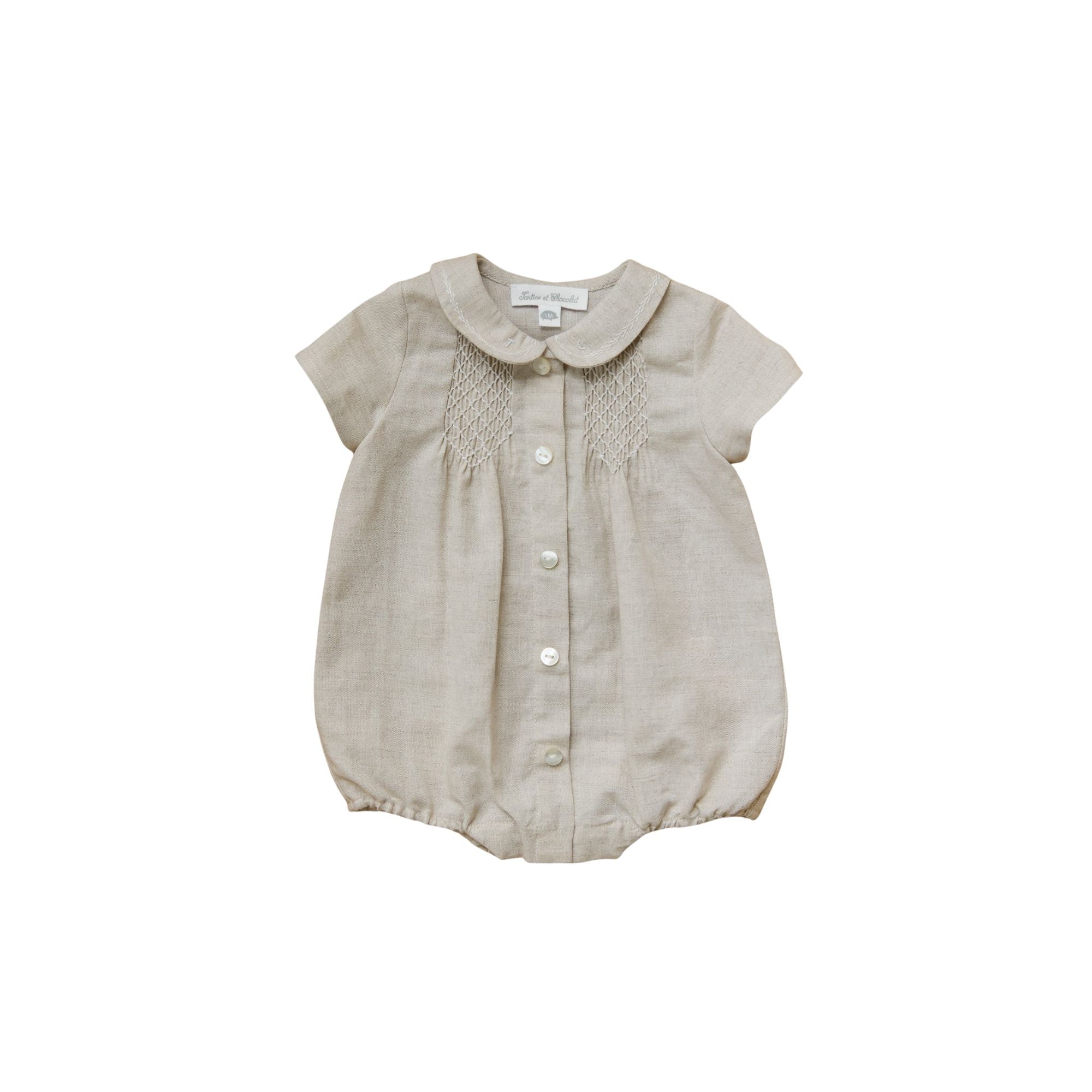 Peter Pan Collar Romper | Beige