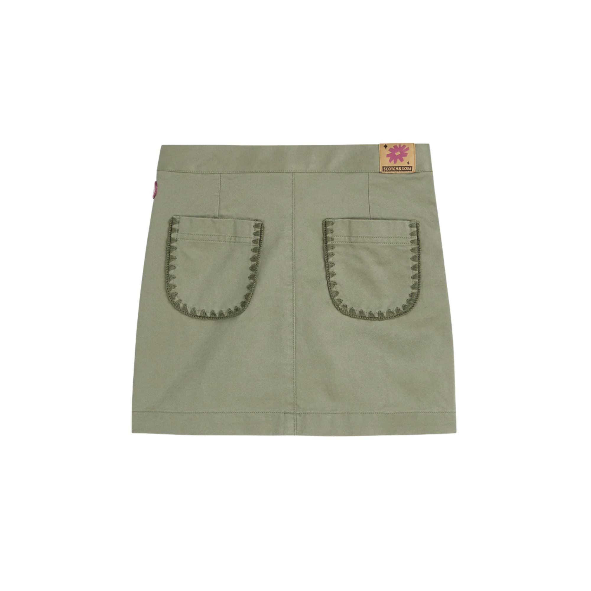 Washed Twill Mini Skirt | Oil Green