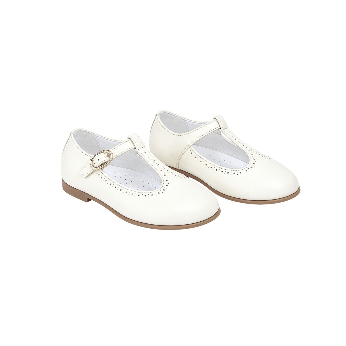 Leather T-Bar Shoes | Ivory