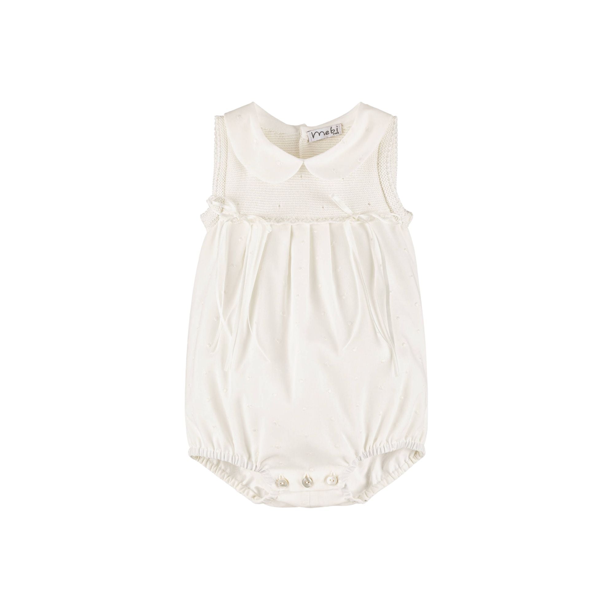 Knit & Plumeti Romper | Ivory