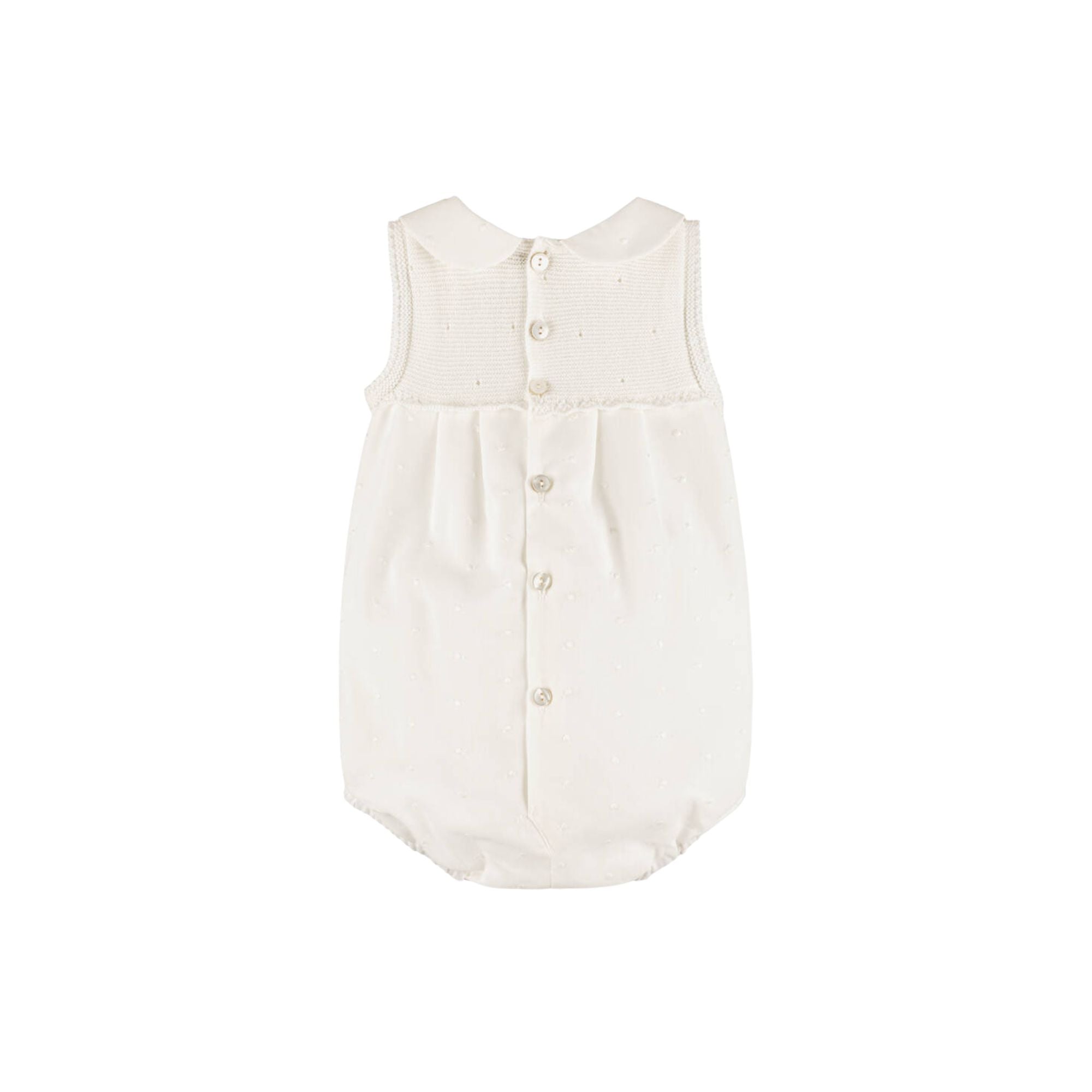 Knit & Plumeti Romper | Ivory