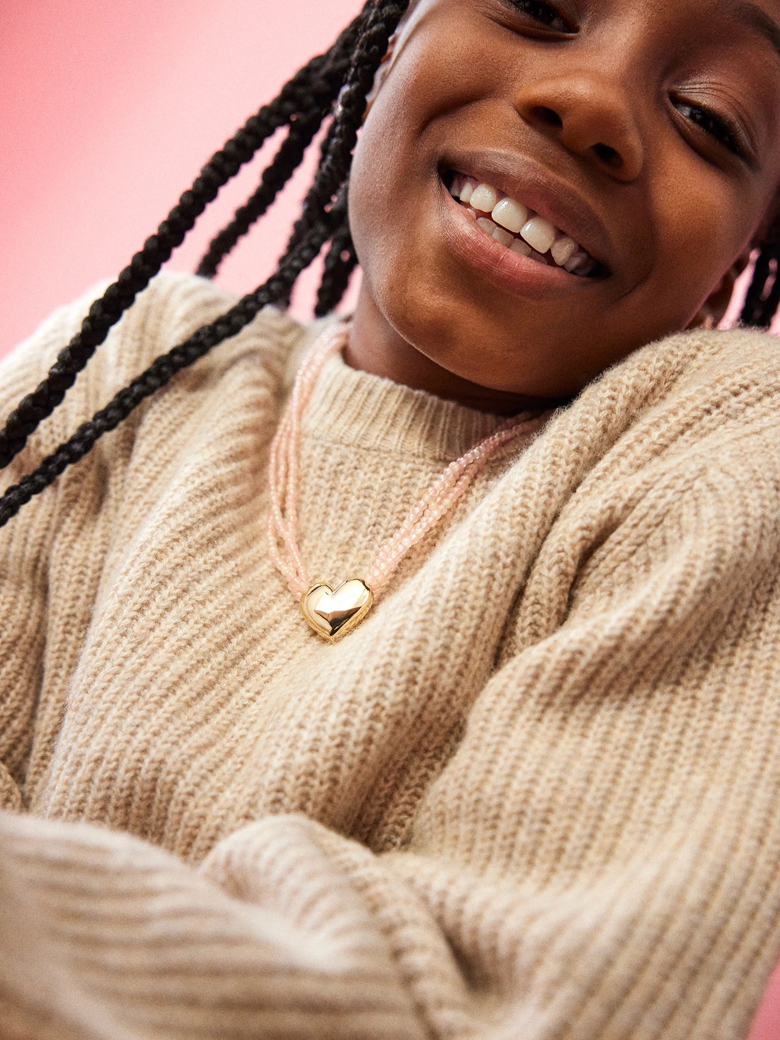 Millie Bubble Heart Necklace | Pink