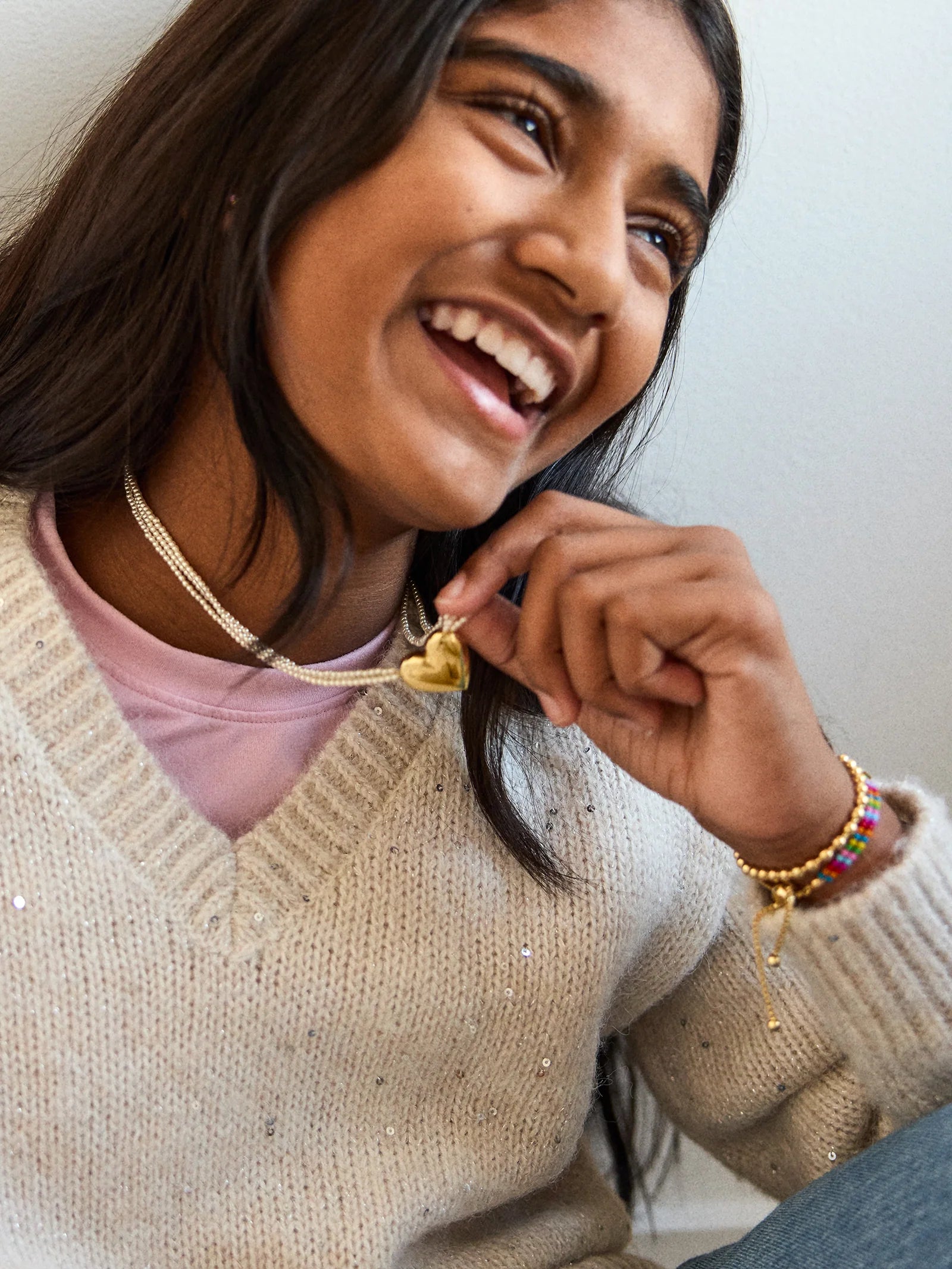 Millie Bubble Heart Necklace | Pearl