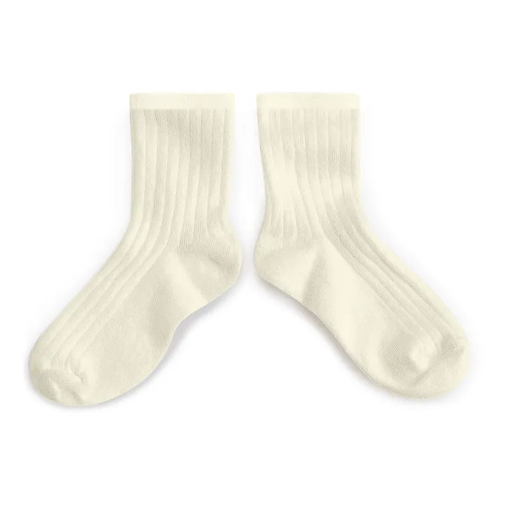 La Mini Ribbed Ankle Socks | Cream