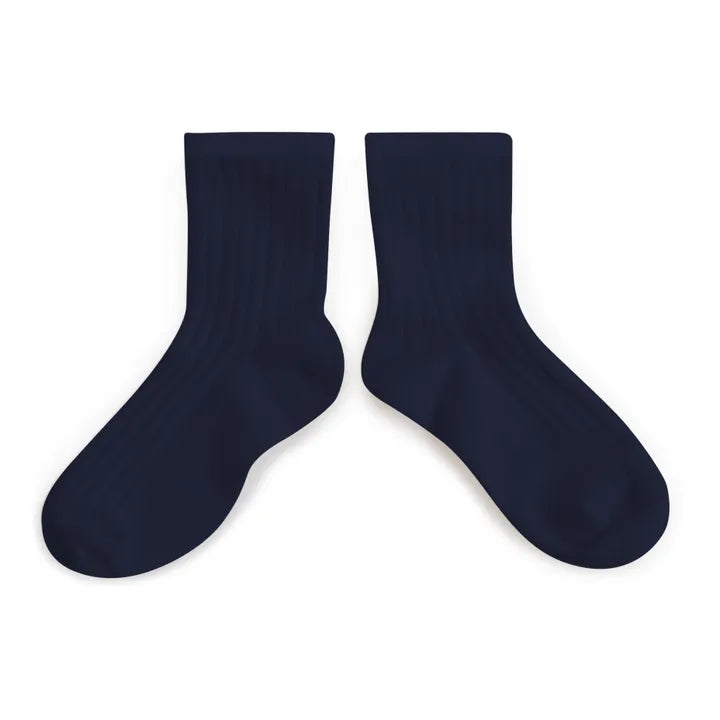 La Mini Ribbed Ankle Socks | Navy