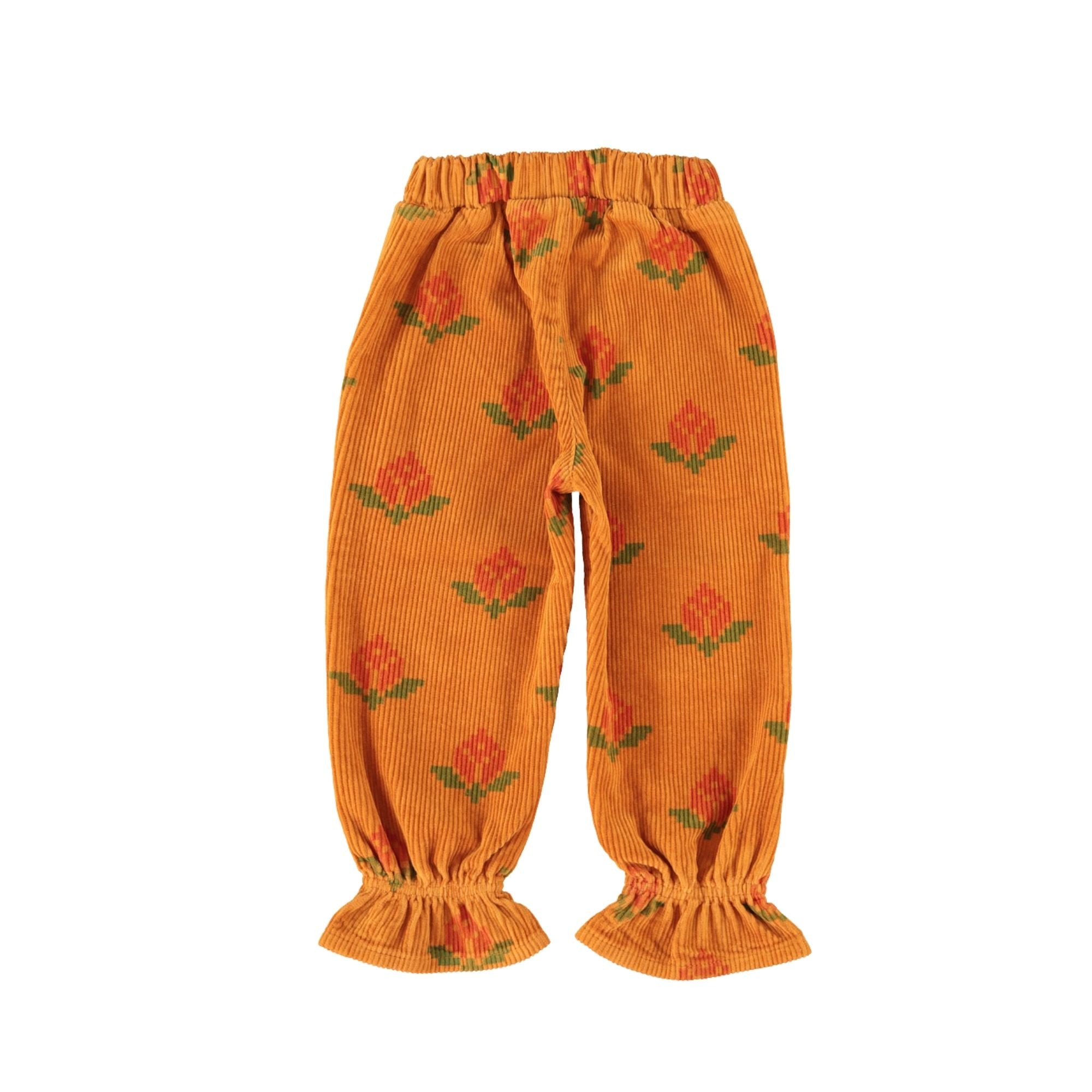 Ruffle Trousers | Camel with Flowers