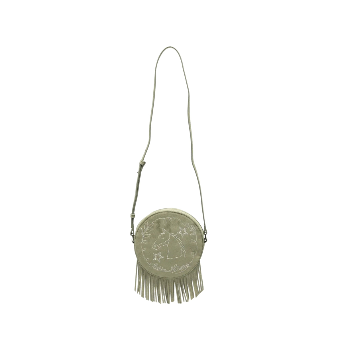 Fringe Trim Embroidered Bag | Green