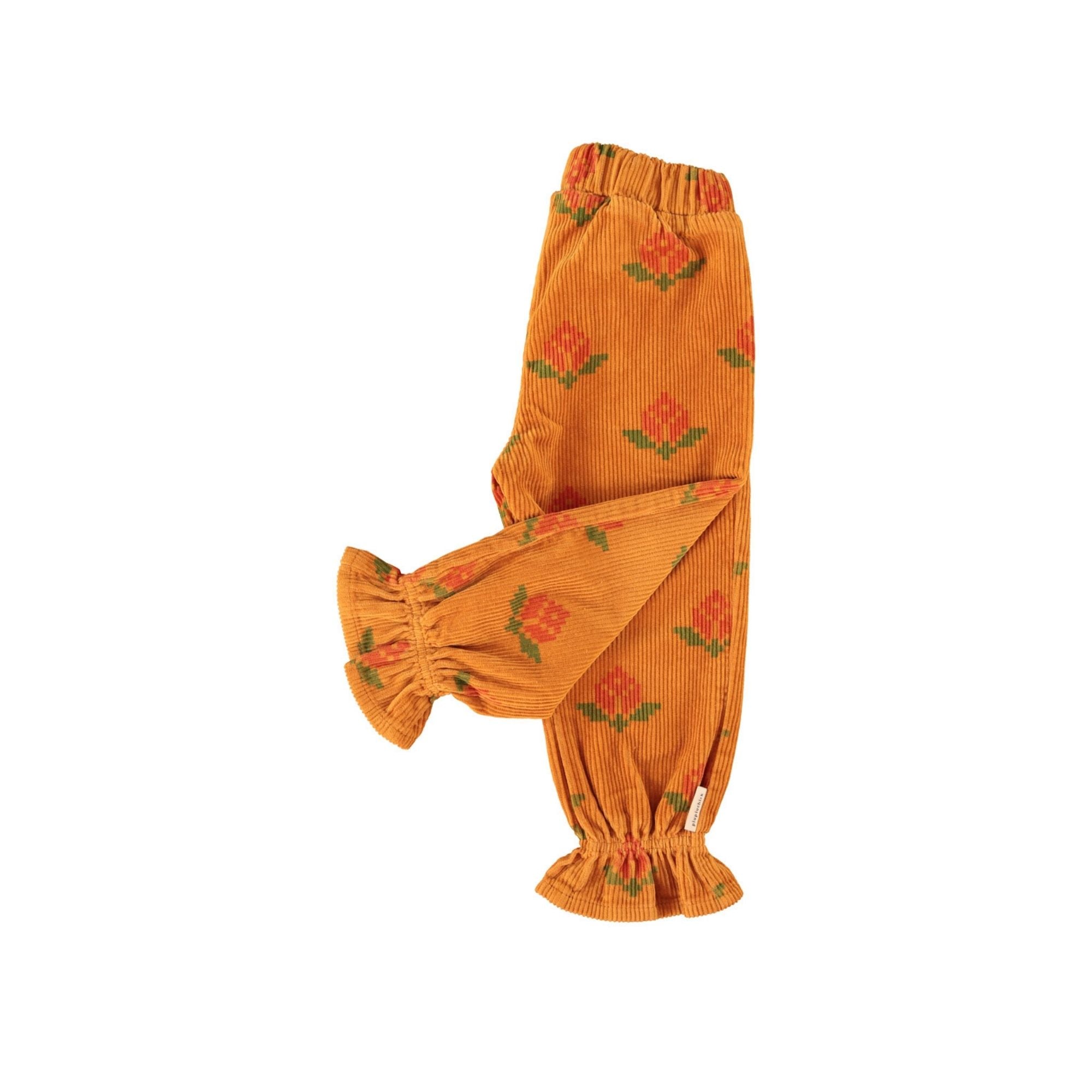 Ruffle Trousers | Camel with Flowers