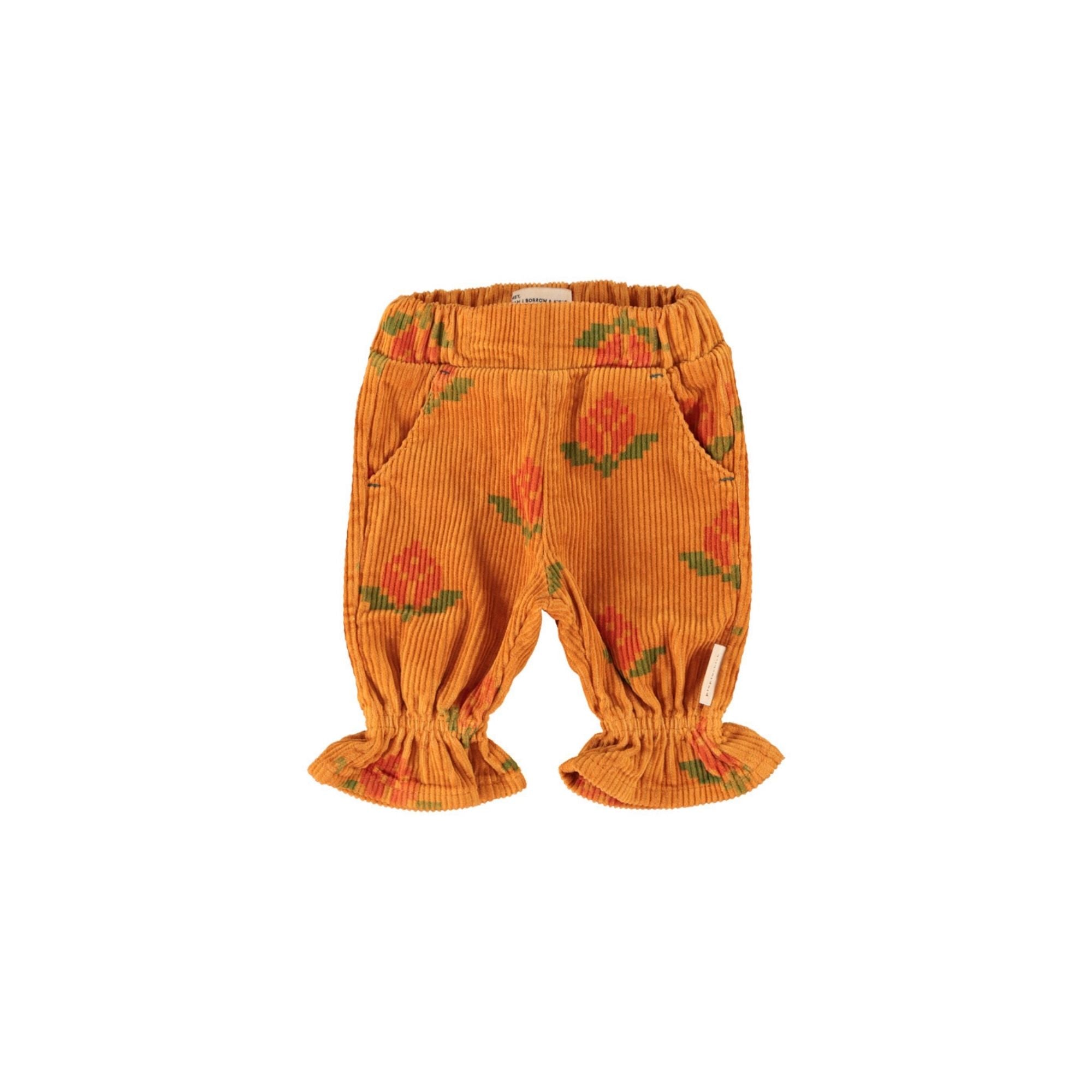 Ruffle Trousers | Camel with Flowers