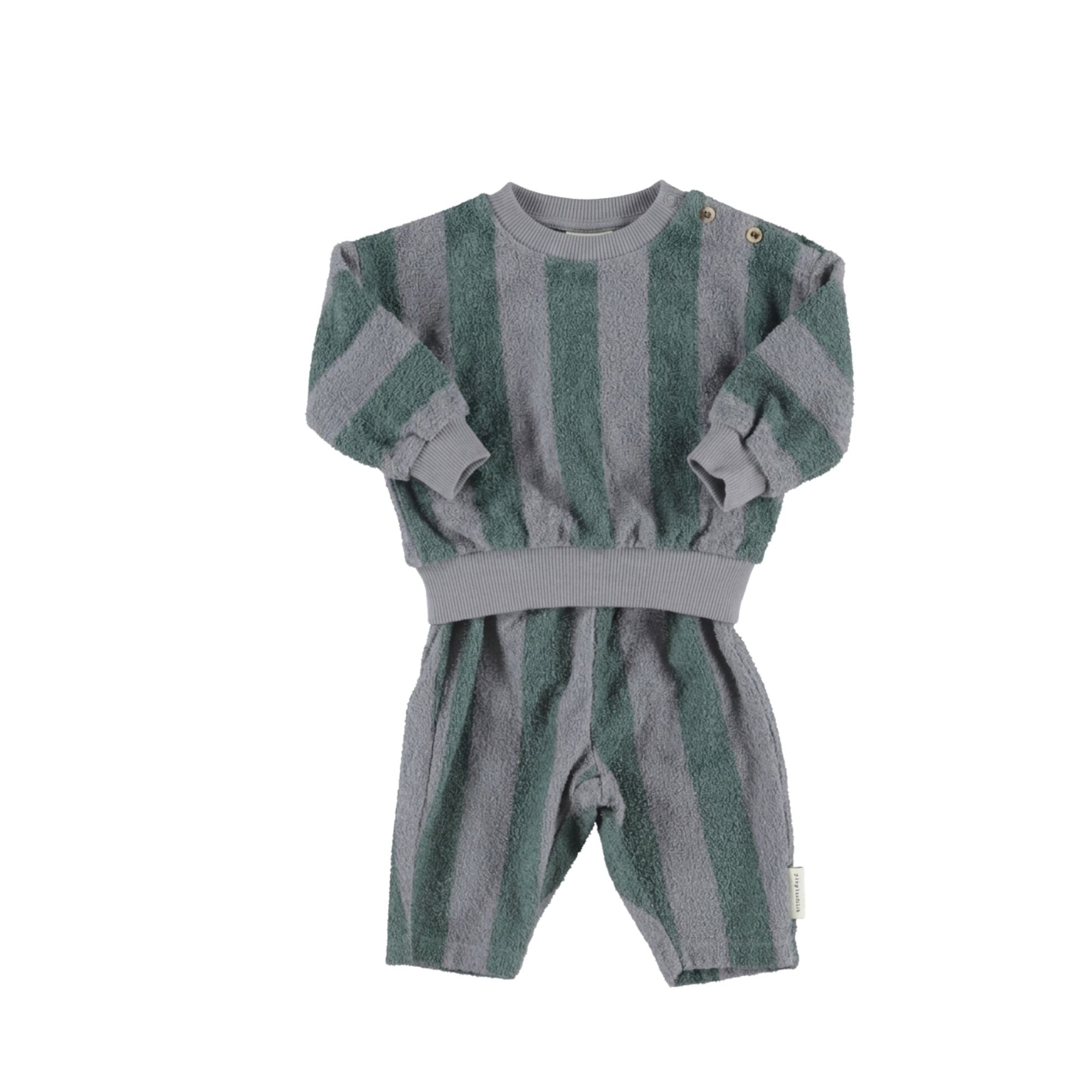 Sweatshirt Set | Grey & Green Stripes