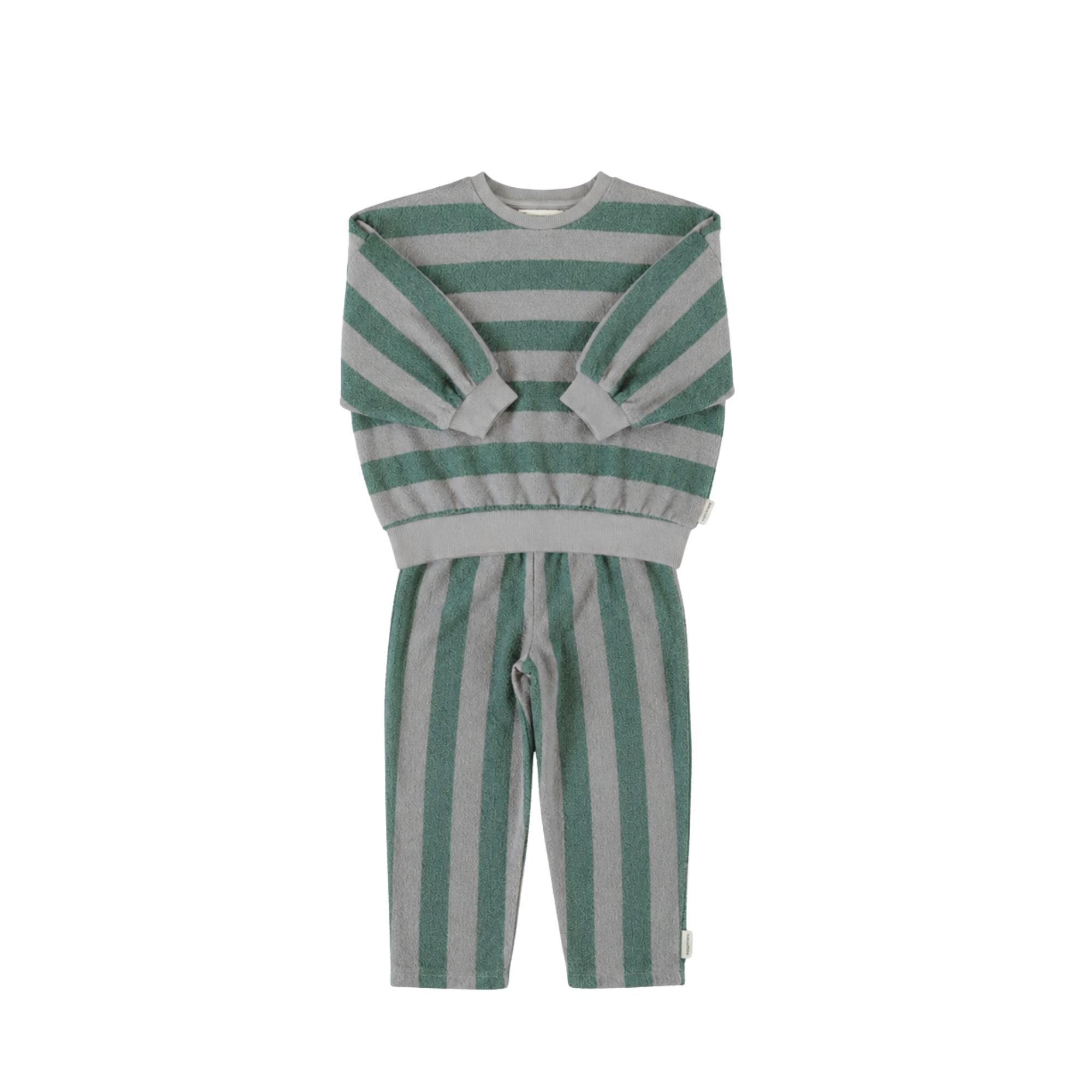 Sweatshirt Set | Grey & Green Stripes