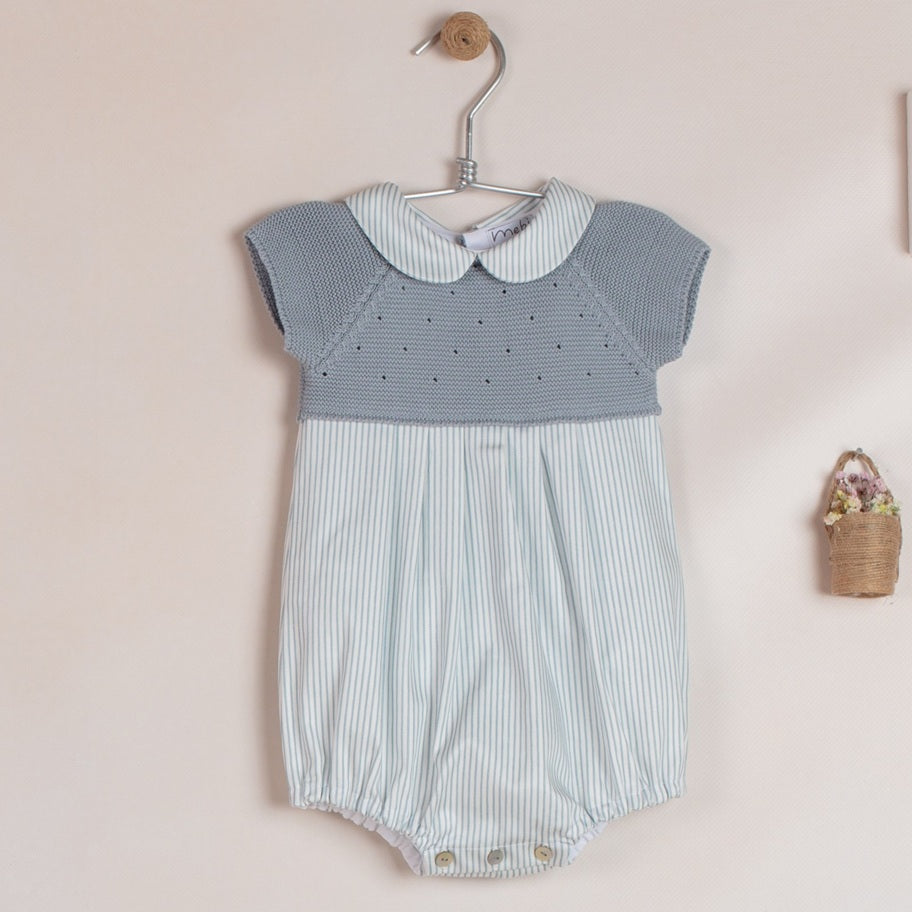 Knit Stripe Romper | Blue