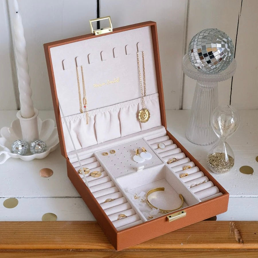 Anne Leather Jewelry Box | Camel