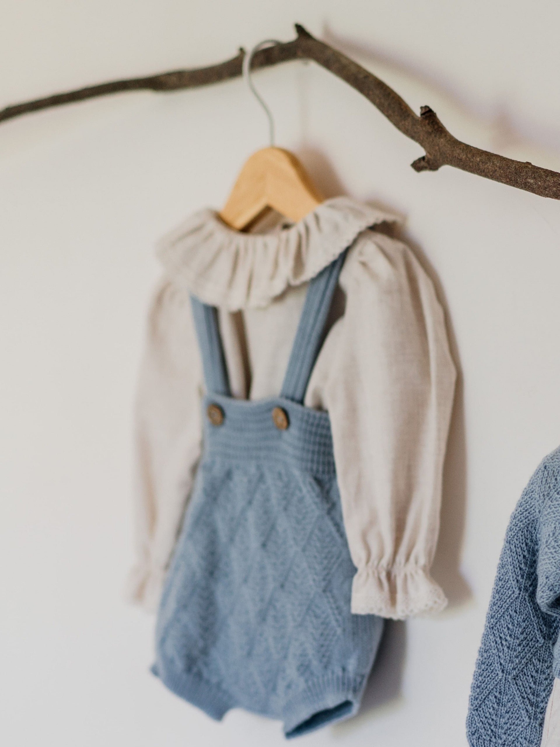 Twill Romper With Frill Detail | Pearl