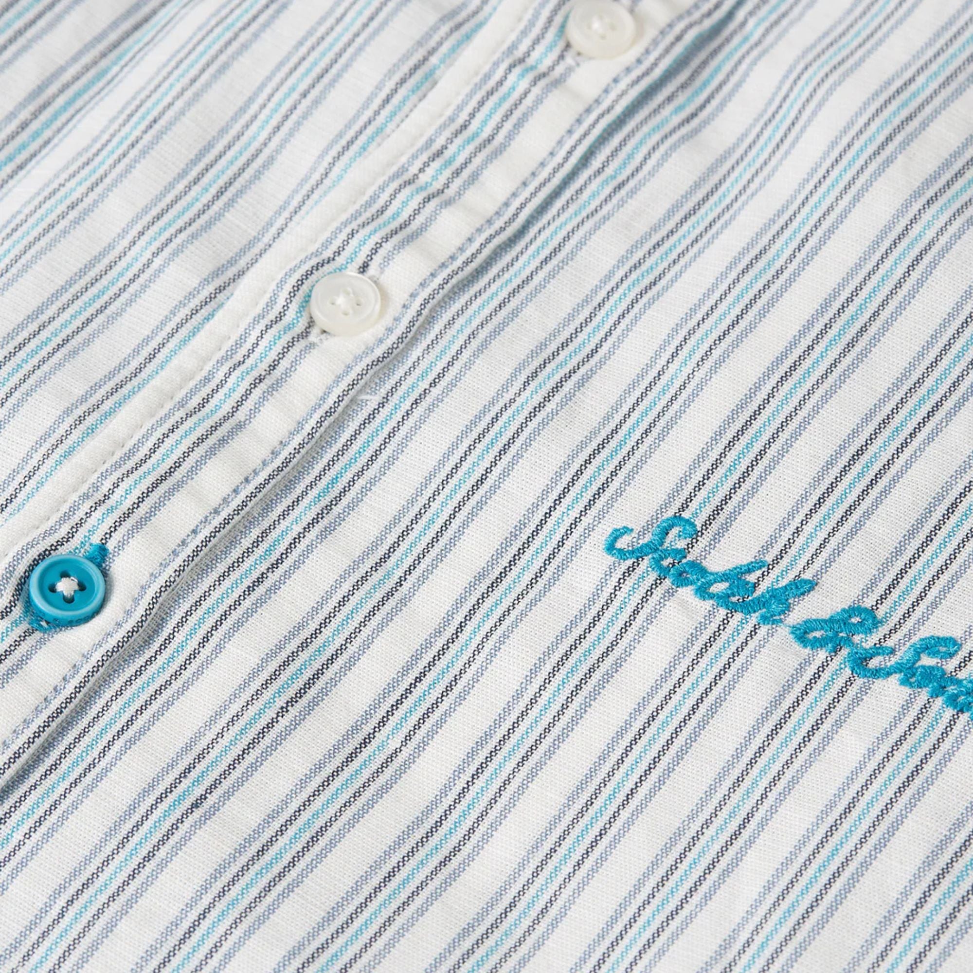 Striped Linen Cotton Shirt | Tahitian Teal Stripe