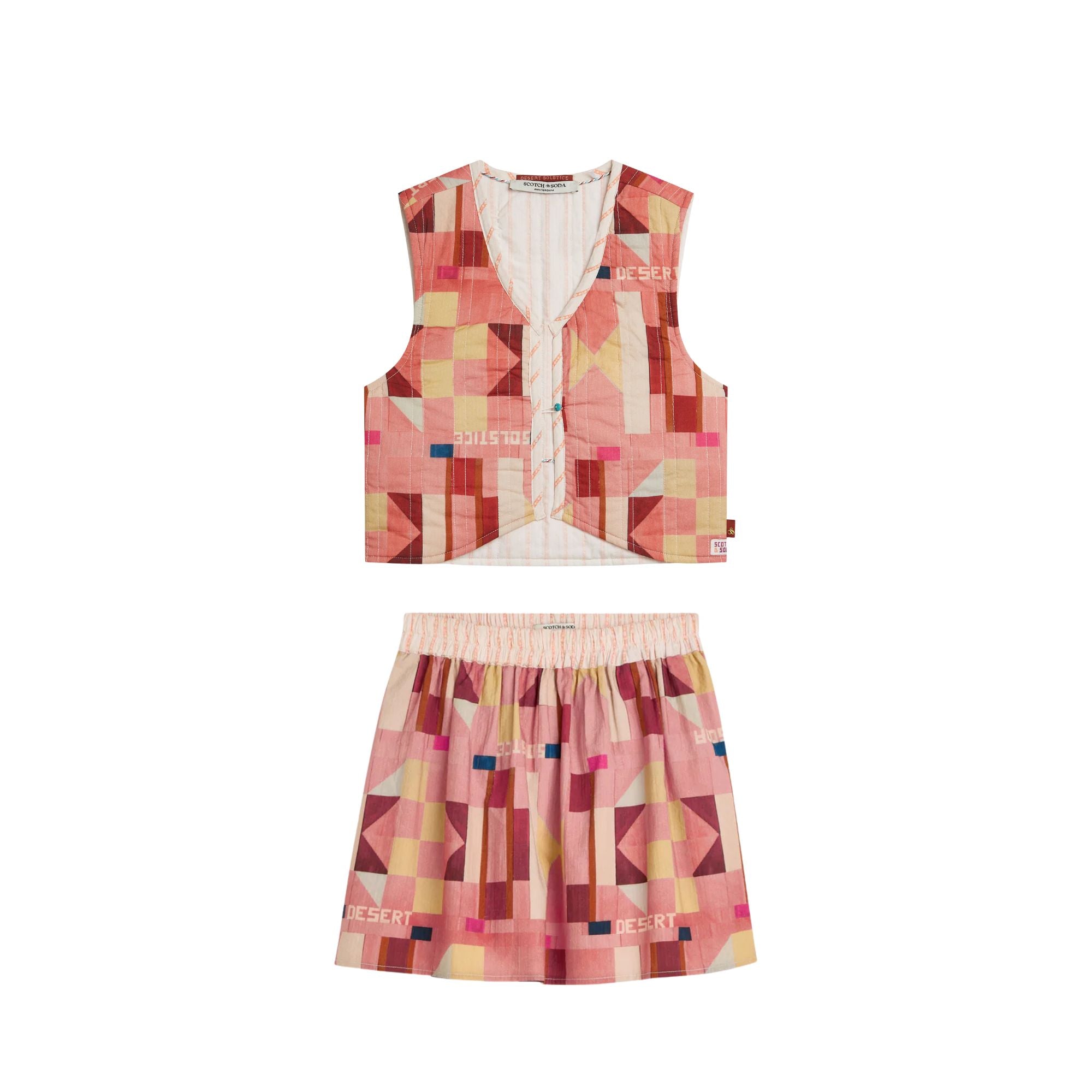 Patchwork Gilet Skirt Set | Canyon Clay
