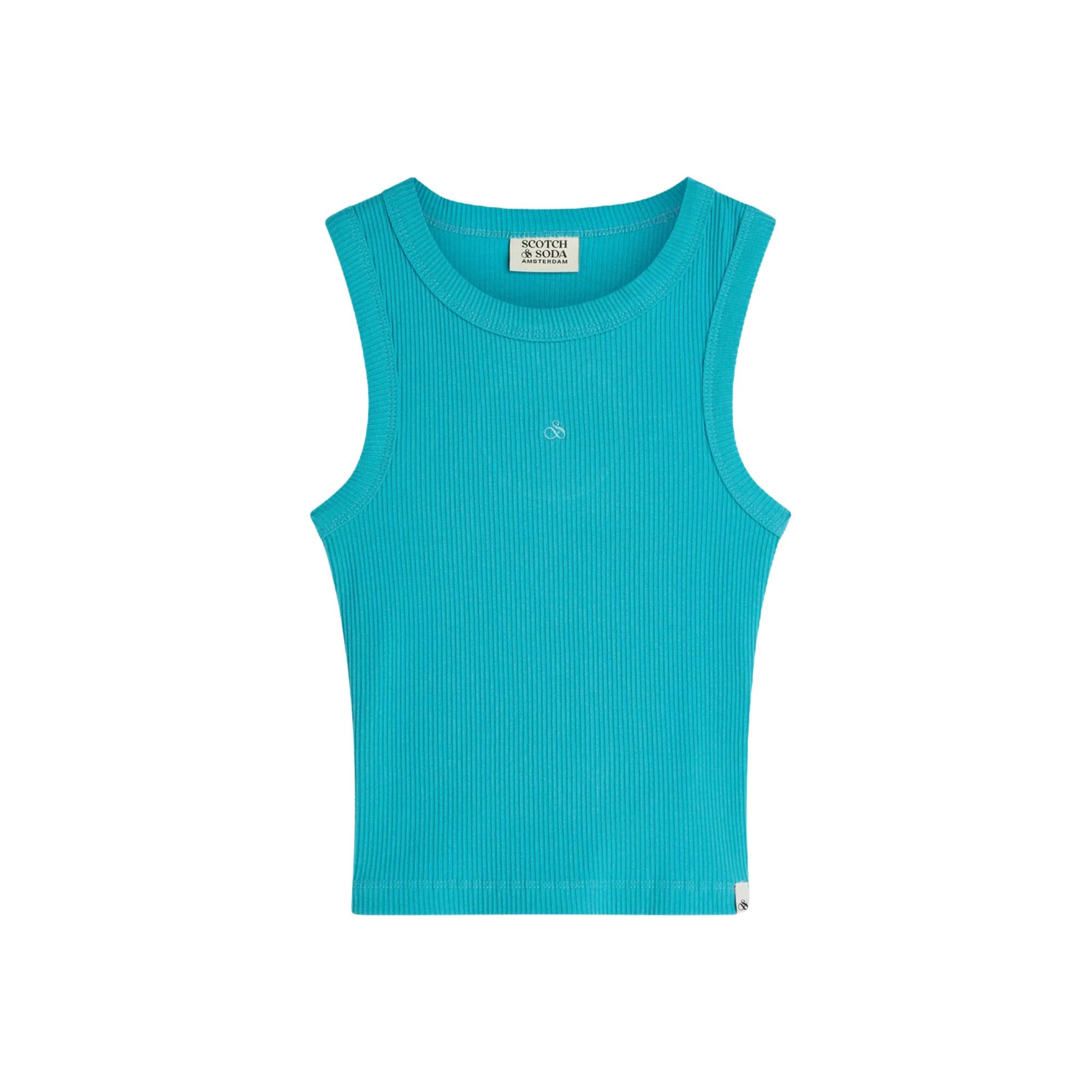 Ribbed Slim Tank Top | Tahitian Teal