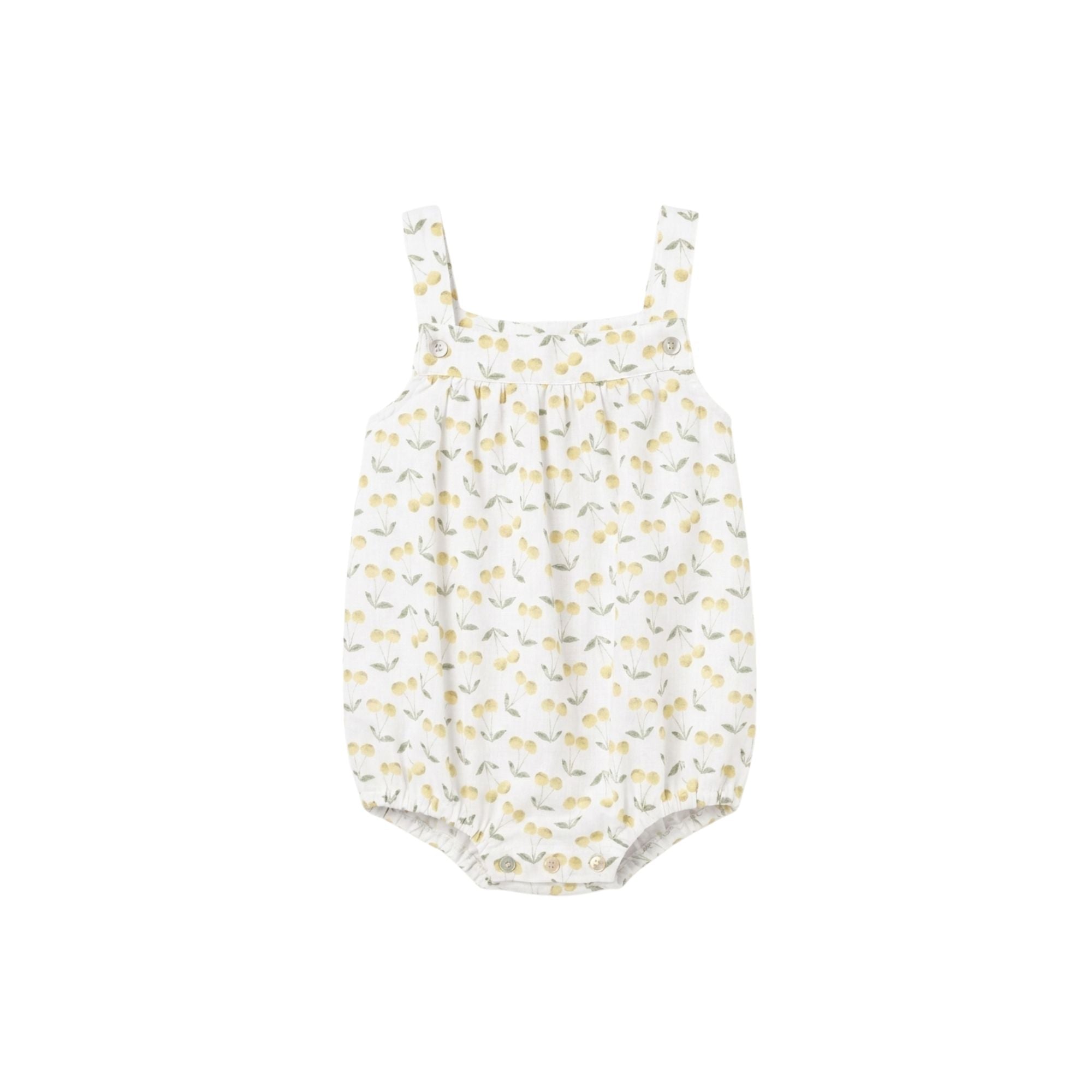 Cherry Seersucker Romper | Yellow