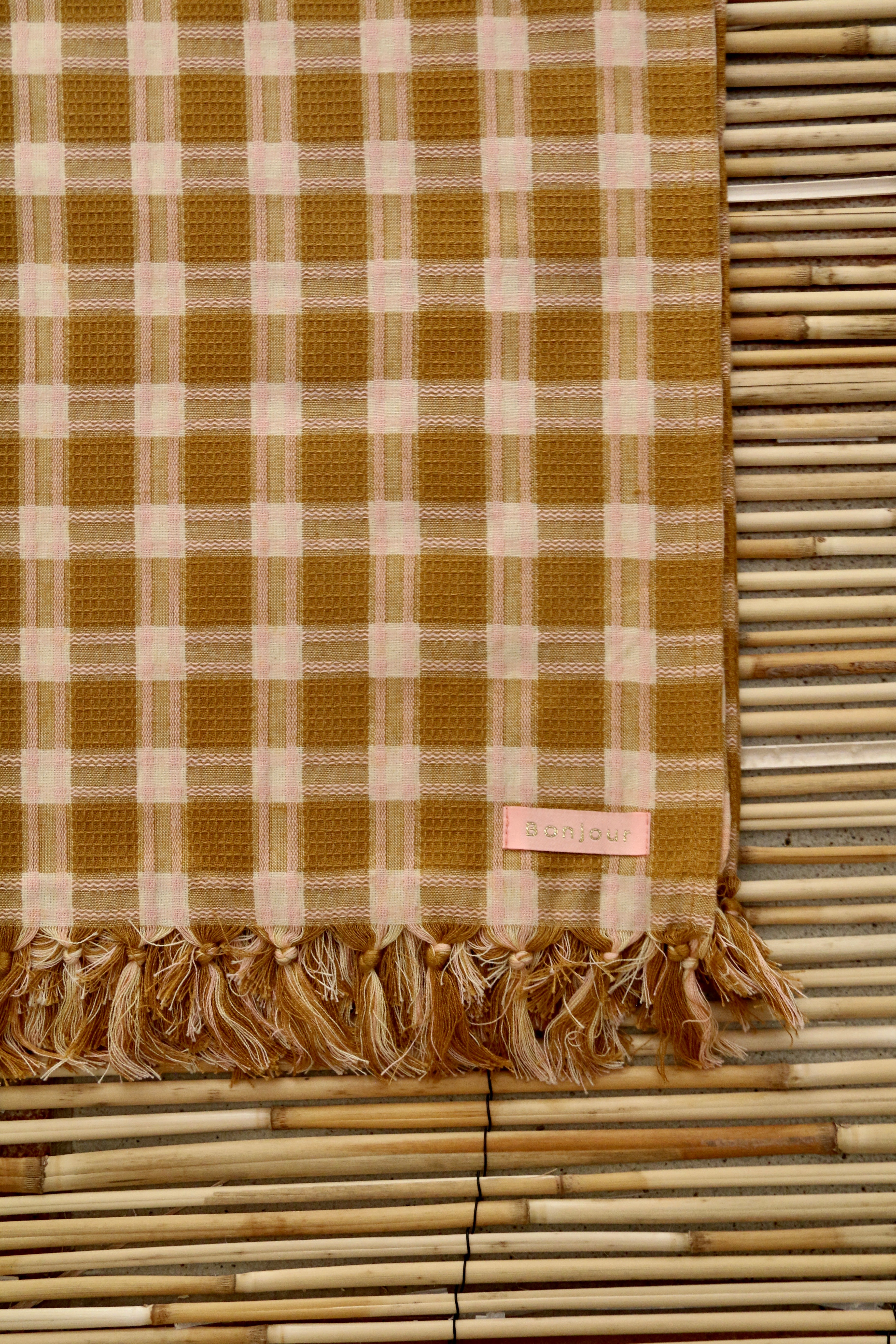 Honeycomb Checked Pareo | Caramel