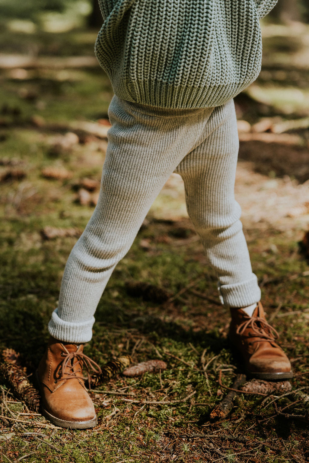 Knitted Leggings Fine Rib | Grey Melange