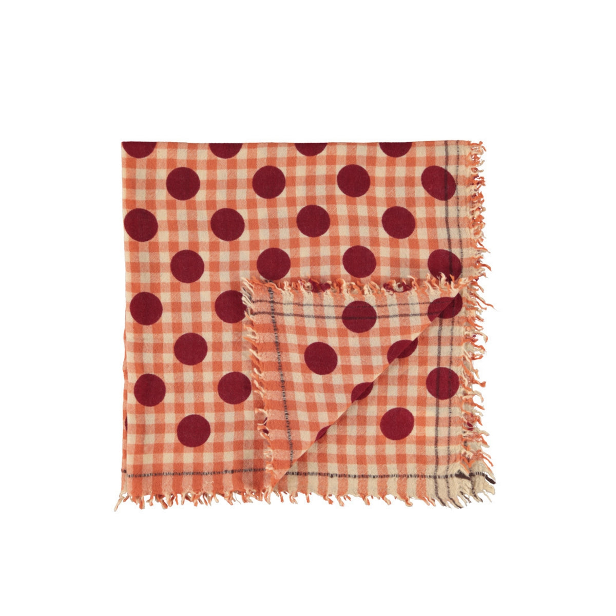Scarf | Orange Checkered with Polka Dots