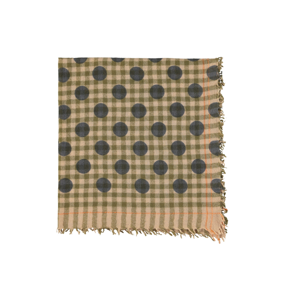 Scarf | Green Checkered with Polka Dots