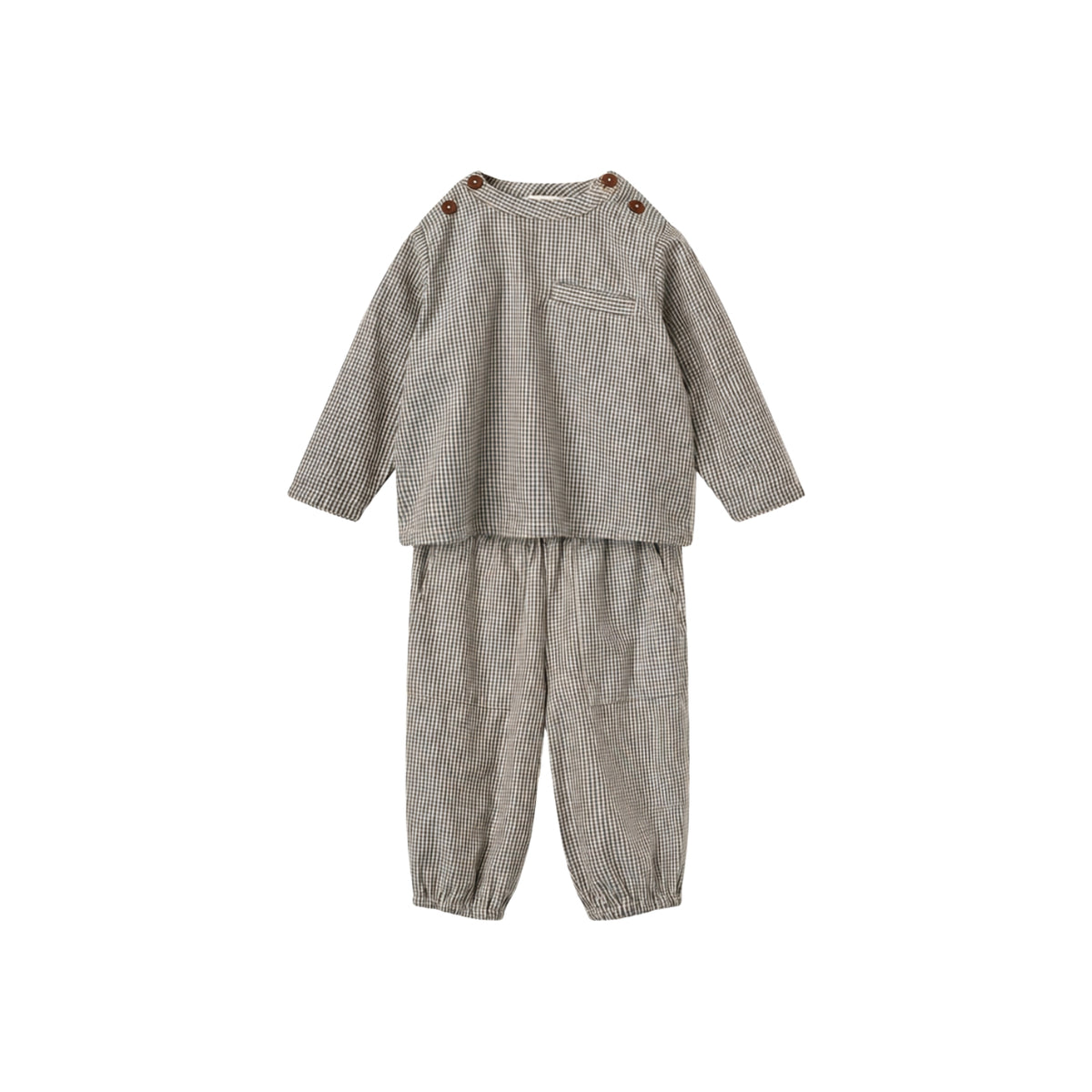 Baby Shirt & Pants Set | Brown And Sky Check