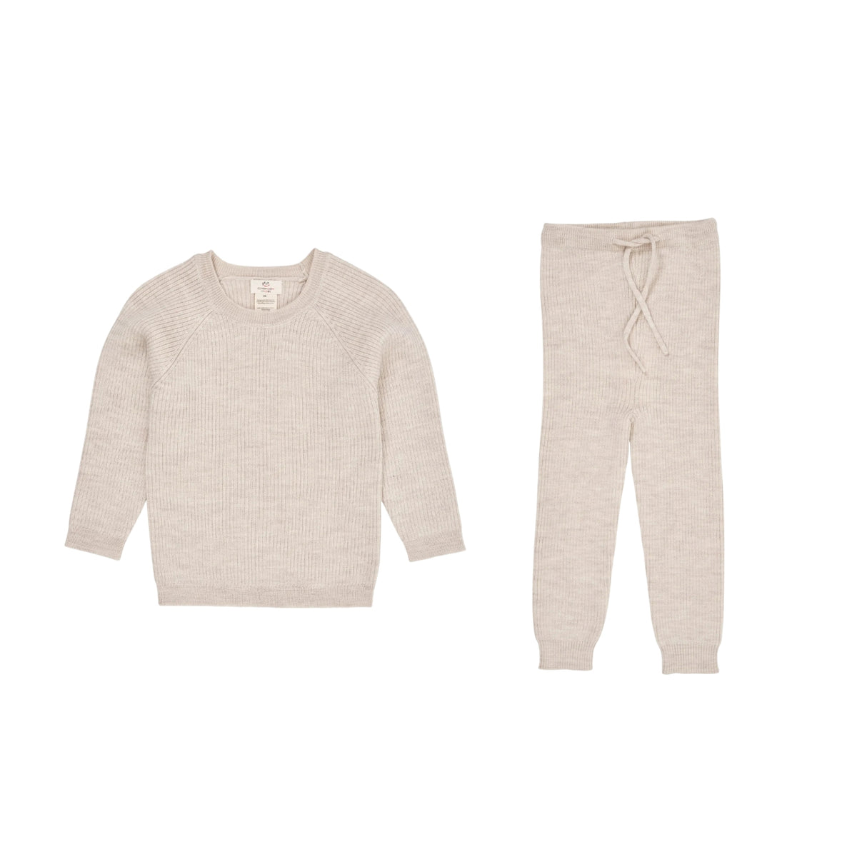 Merino Rib Set | Pale Cream Melange