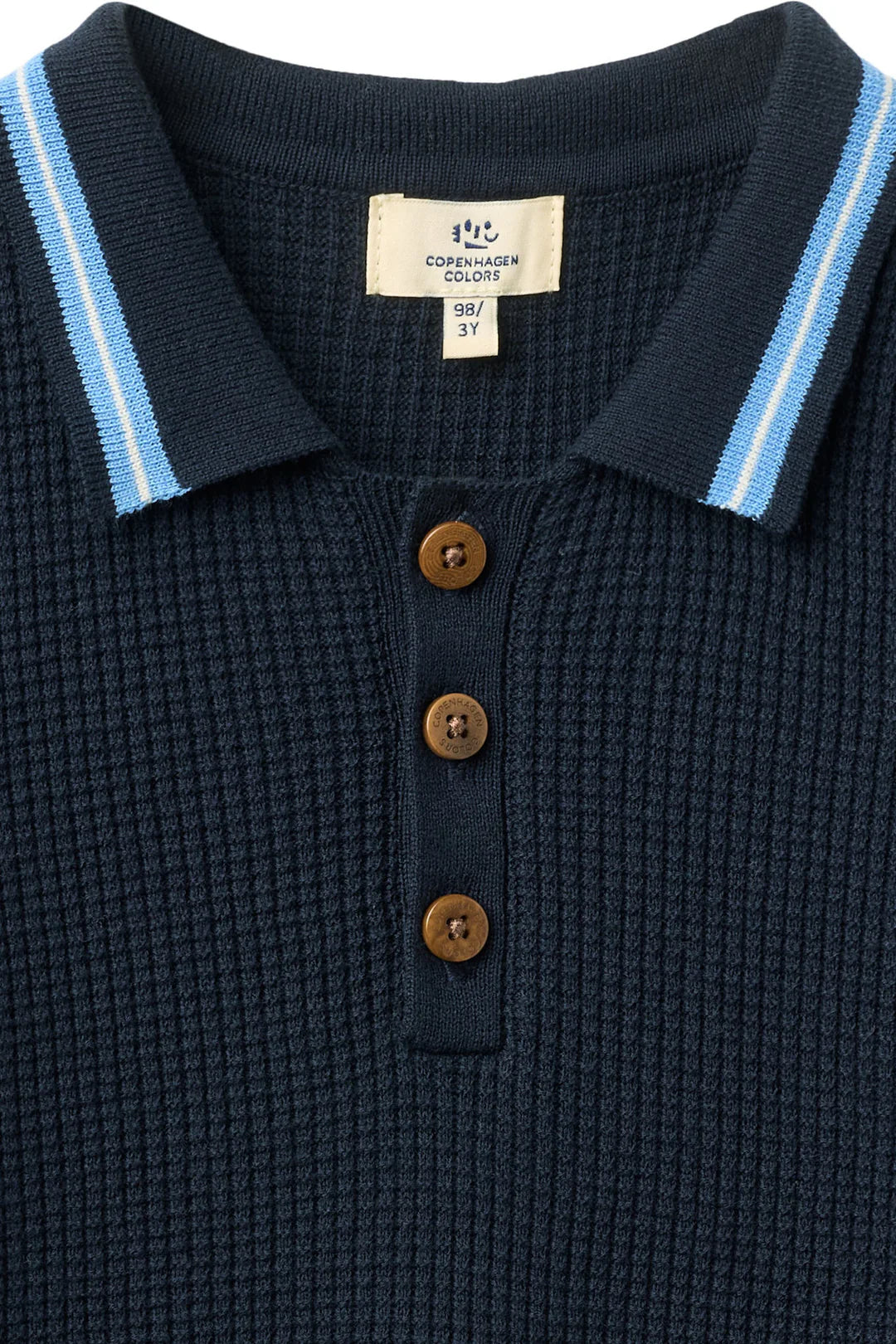 Knitted Pattern Polo | Navy
