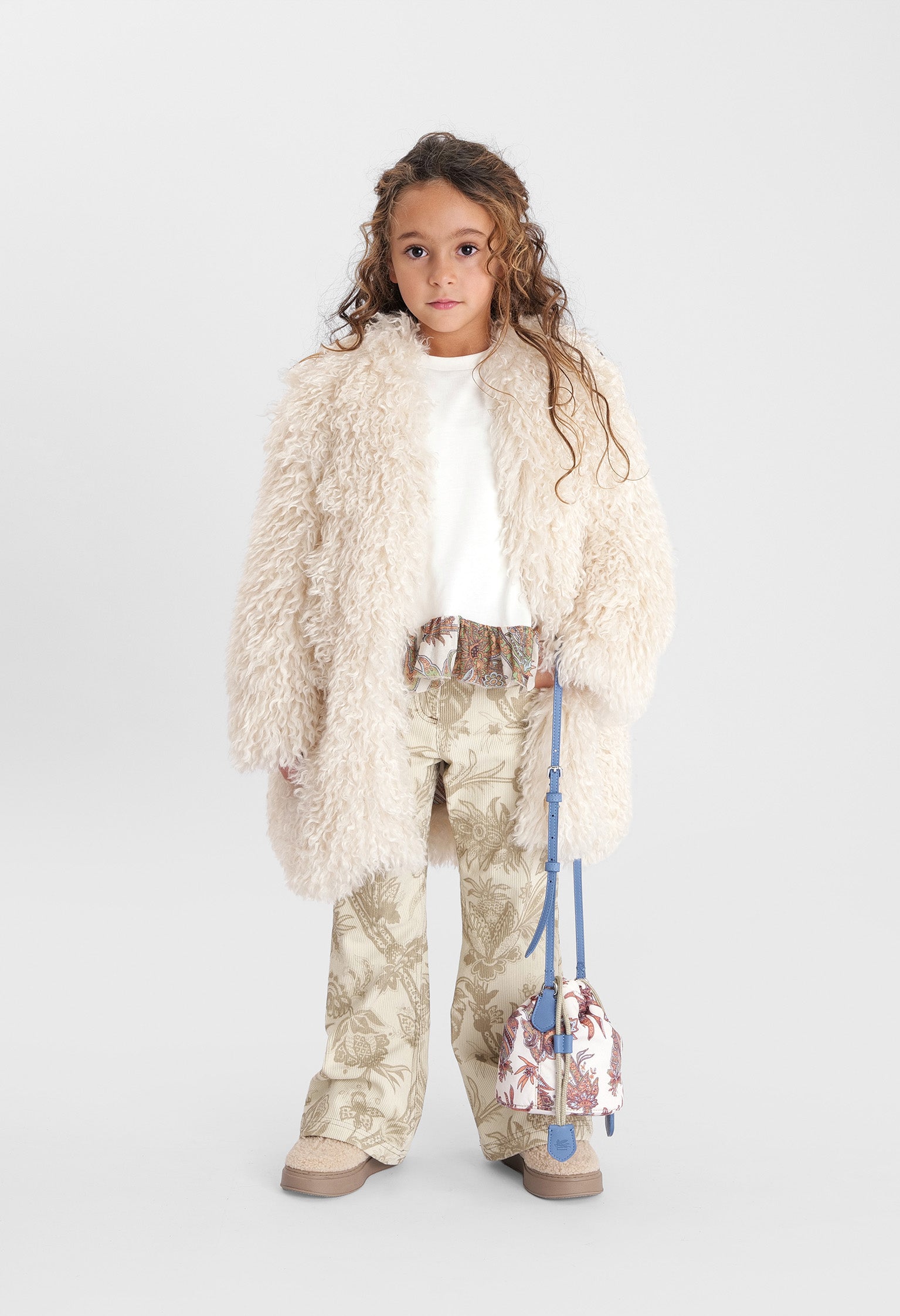 Ruffled Paisley Hem T-shirt | Ivory