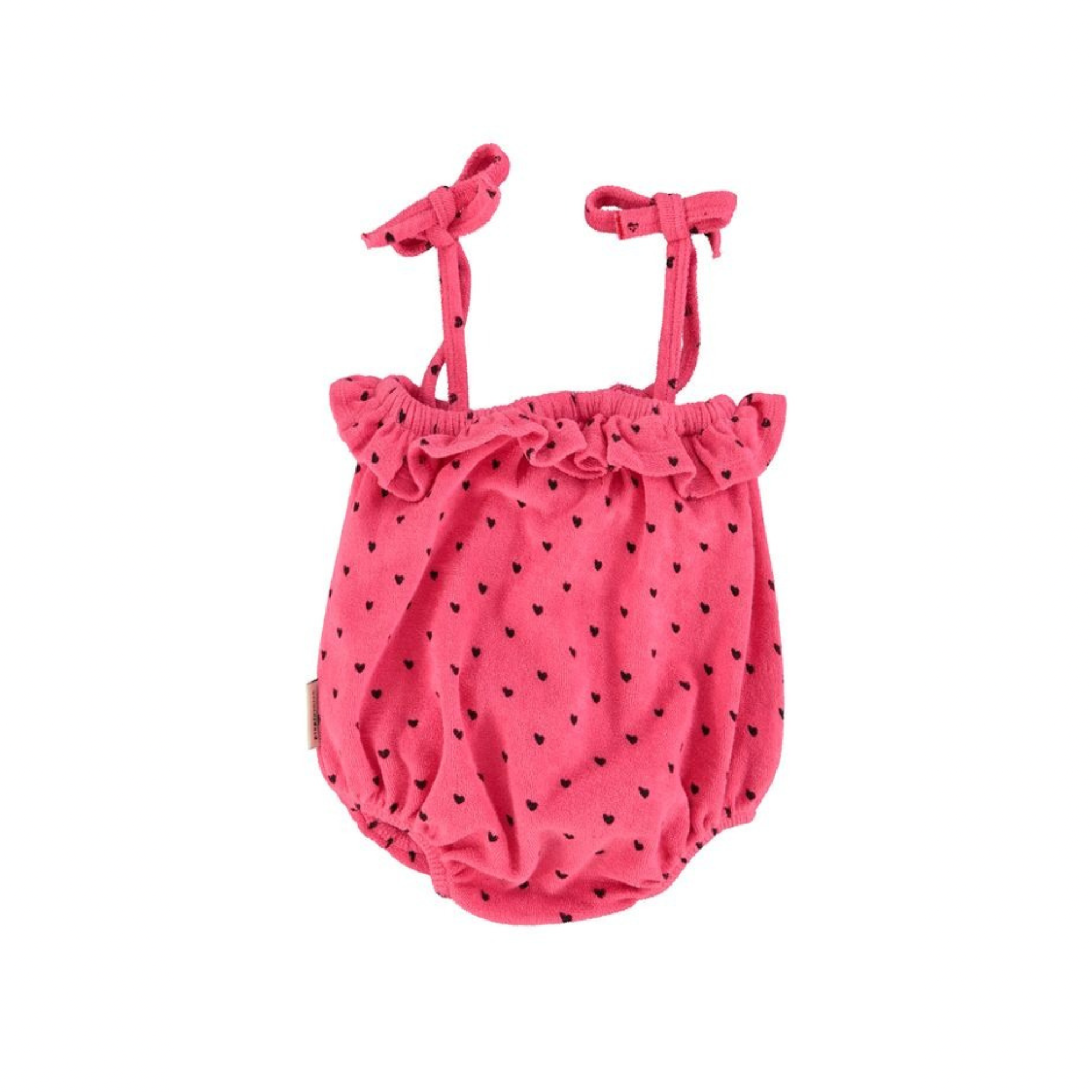 Heart Print Baby Romper | Pink/Black