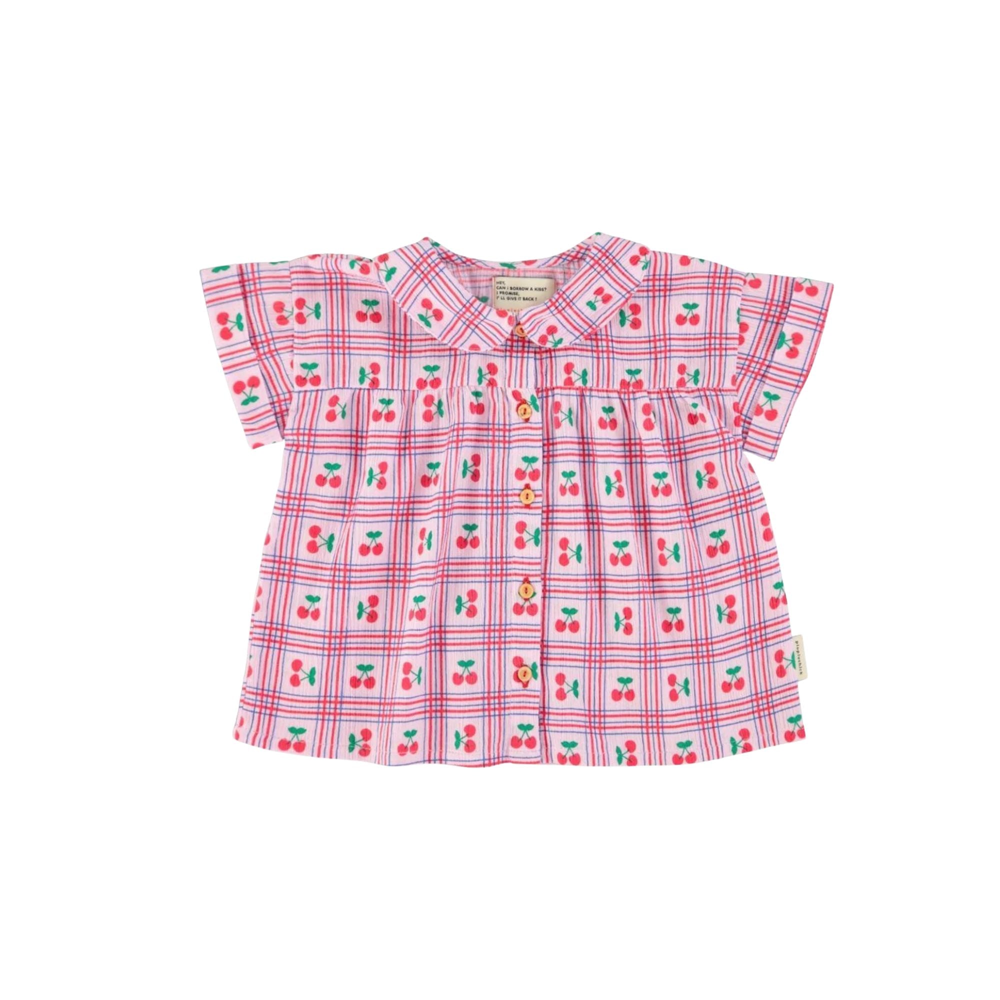 Cherry Print Peter Pan Collar Shirt | Lilac