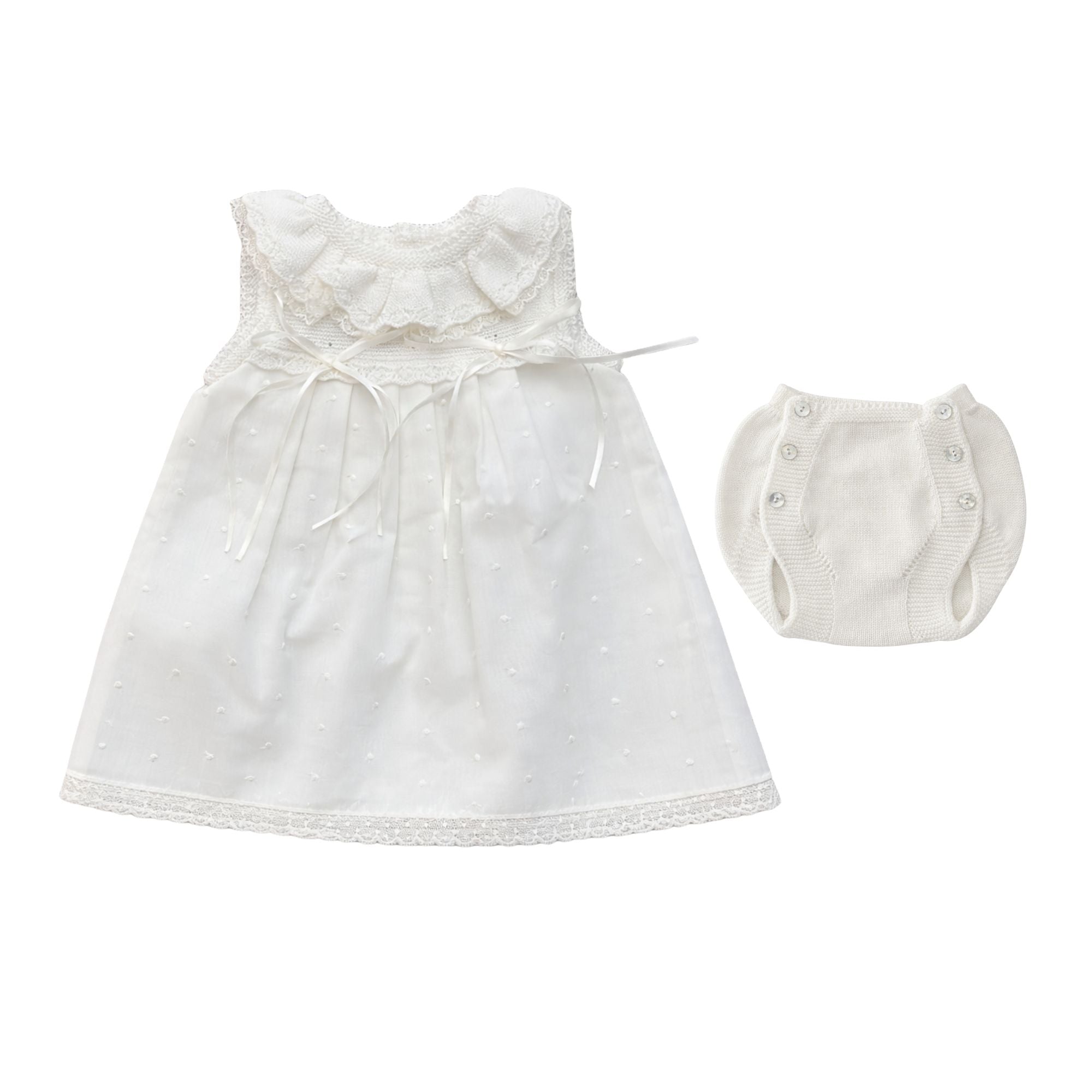 Plumeti Dress & Bloomer Set | Ivory